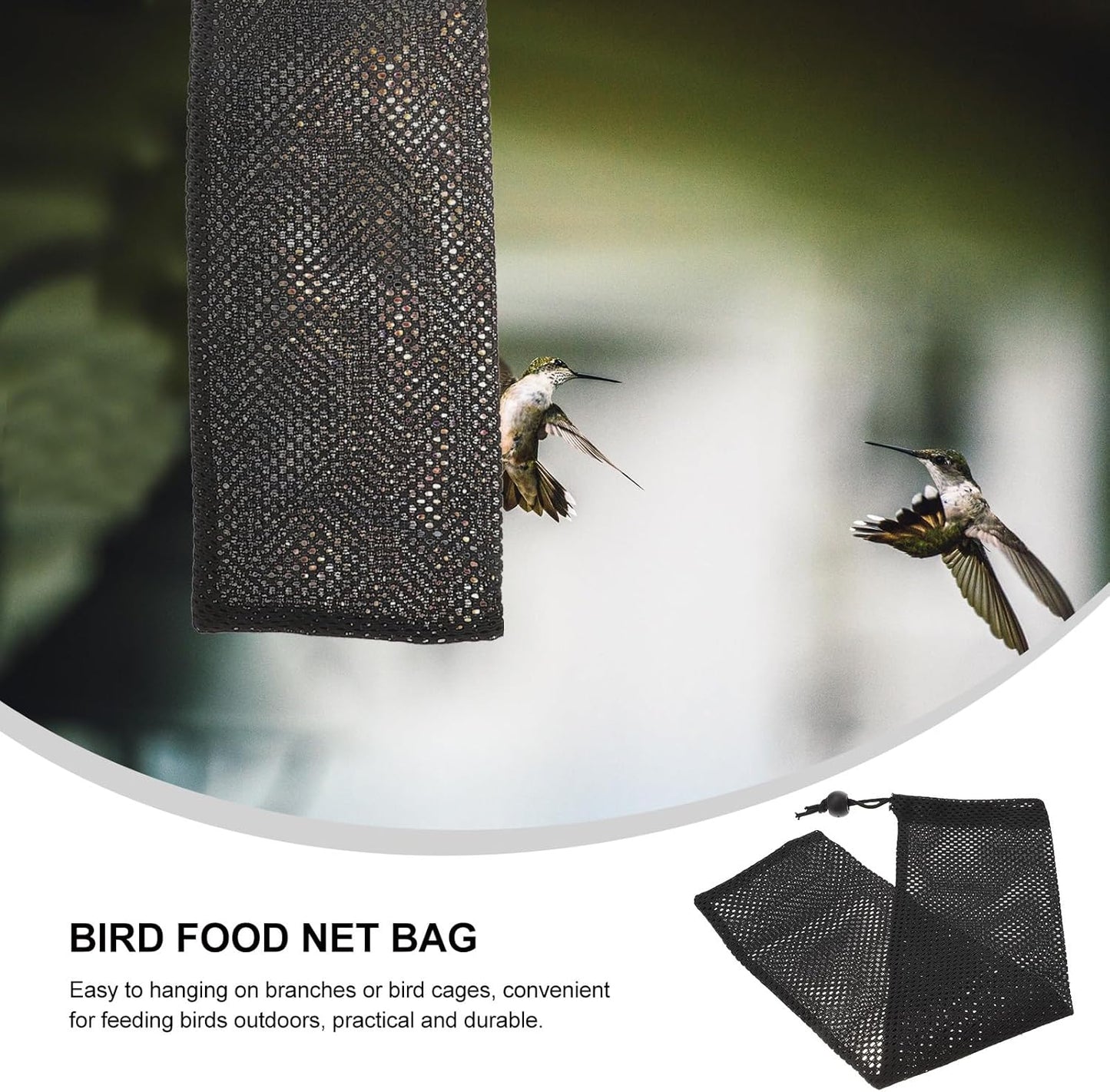 Mipcase 6Pcs Finch Feeder Socks : Polyester Hanging Mesh Bird Feeder Bag for Wild Birds Outdoor Backyard Seed & Suet Pouch, 15.72X3.89X0.04inch (Black)