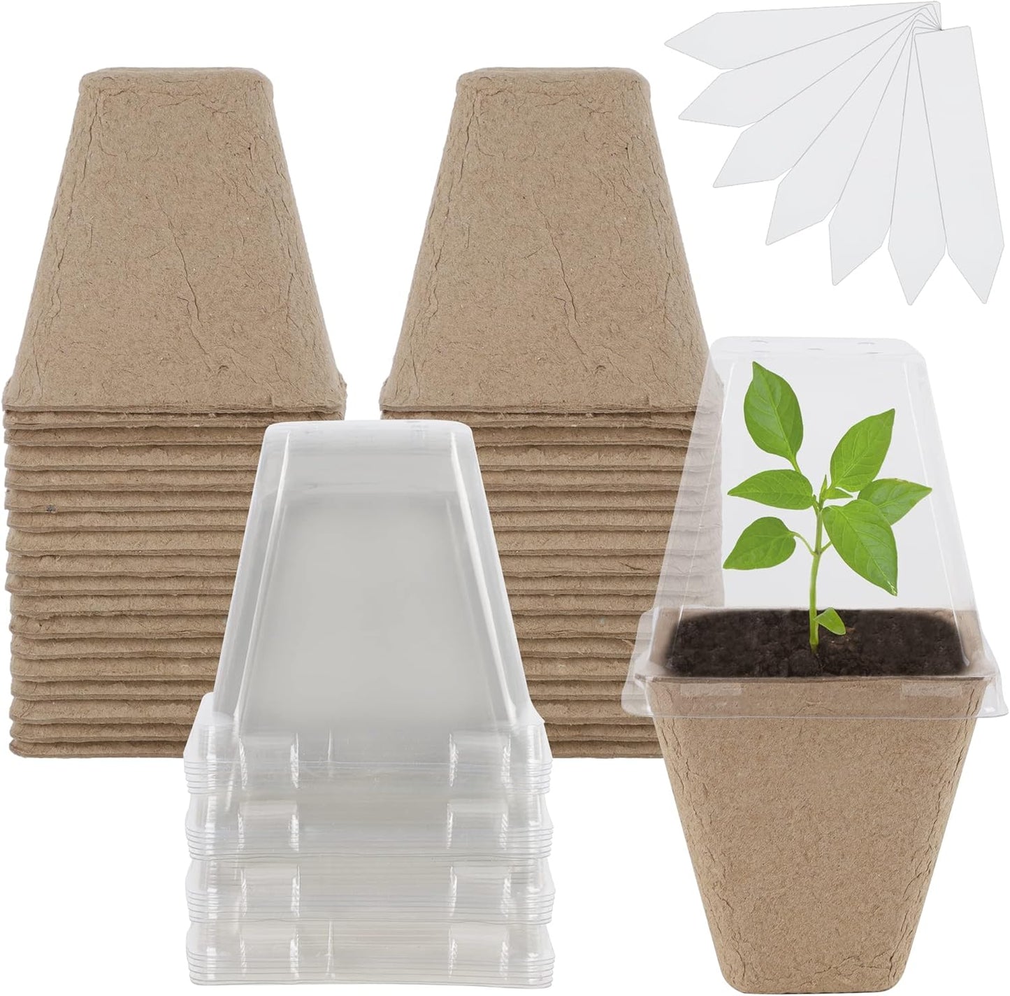 winemana Seed Starter Peat Pots,Biodegradable with Humidity Dome and L