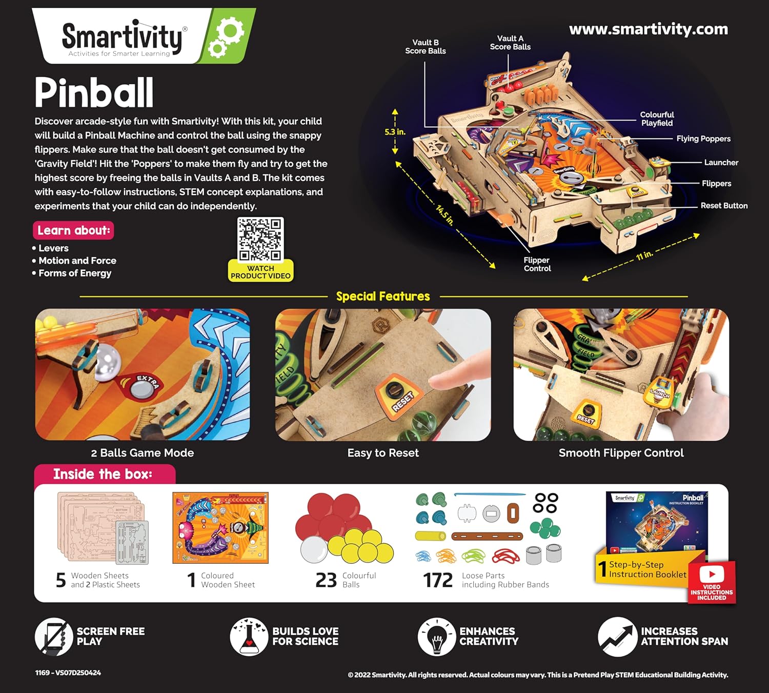 Smartivity DIY Pinball Machine for Kids 8-14 Years Old | Global Award 