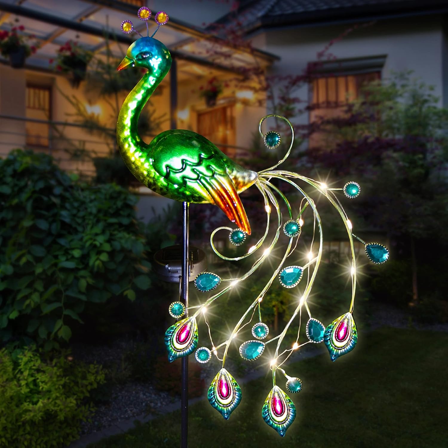 Glintoper Solar Garden Lights, 39 Inch Height Outdoor Metal Peacock De