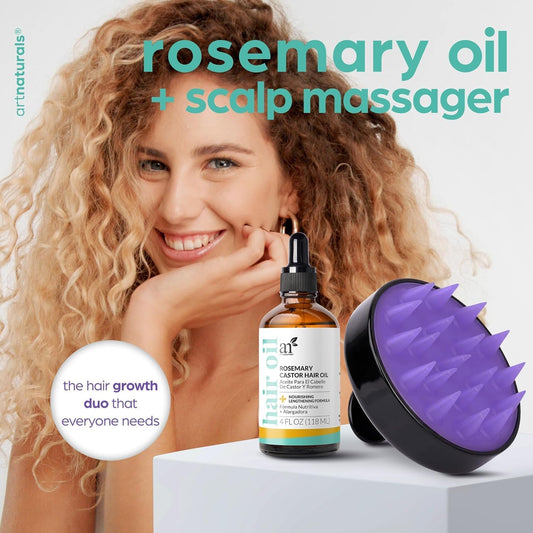 Artnaturals Organic Rosemary Castor Hair Oil + Massager Hair Growth Se