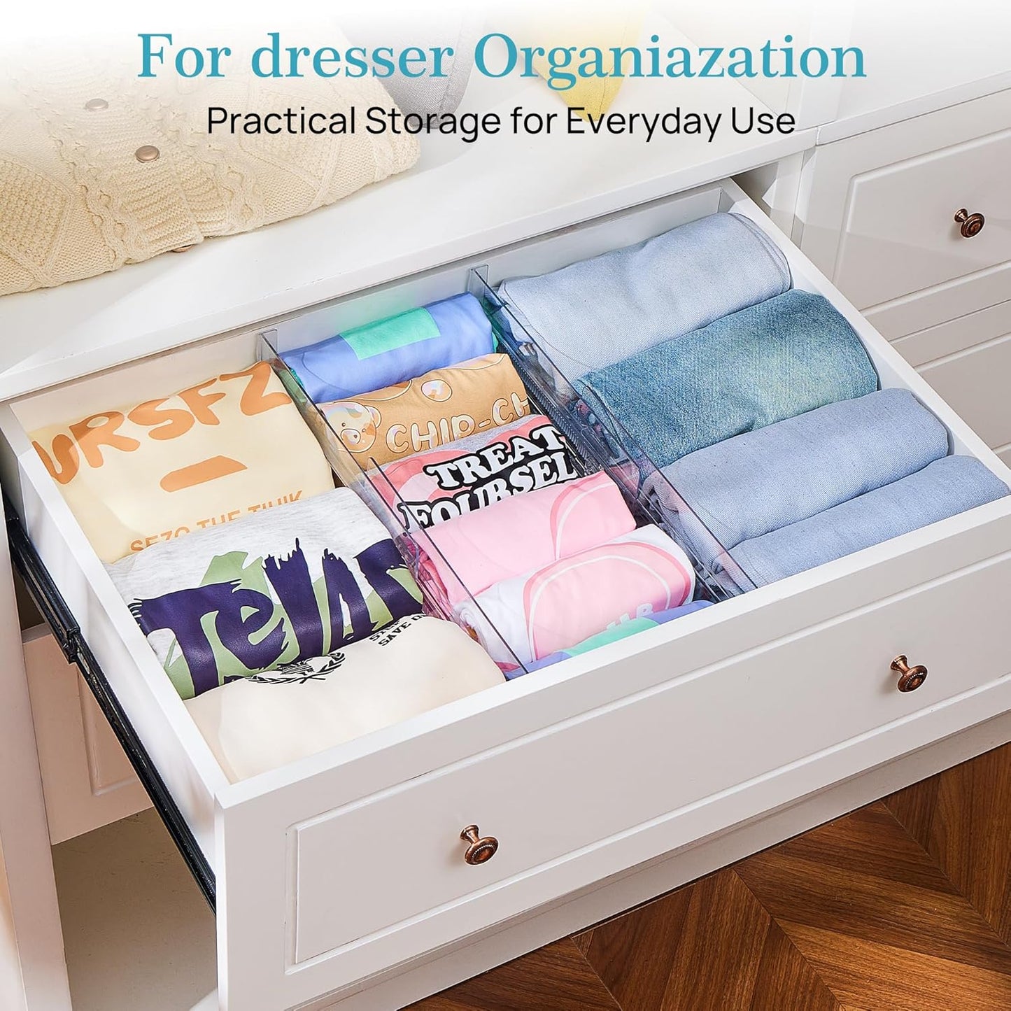 Vtopmart 12 Pack Drawer Dividers for Clothes, 4" High 10.2"-16.5" Adju