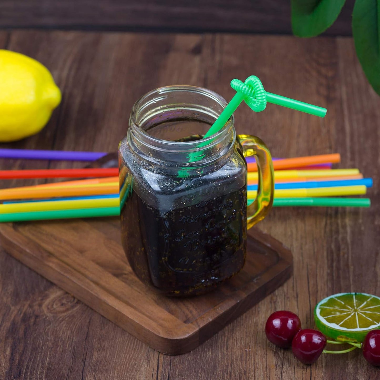 Zmaxqii 300 Pcs Colorful Flexible Plastic Straws, BPA-Free Disposable Bendy Straws, 10.2" Long and 0.23'' Diameter