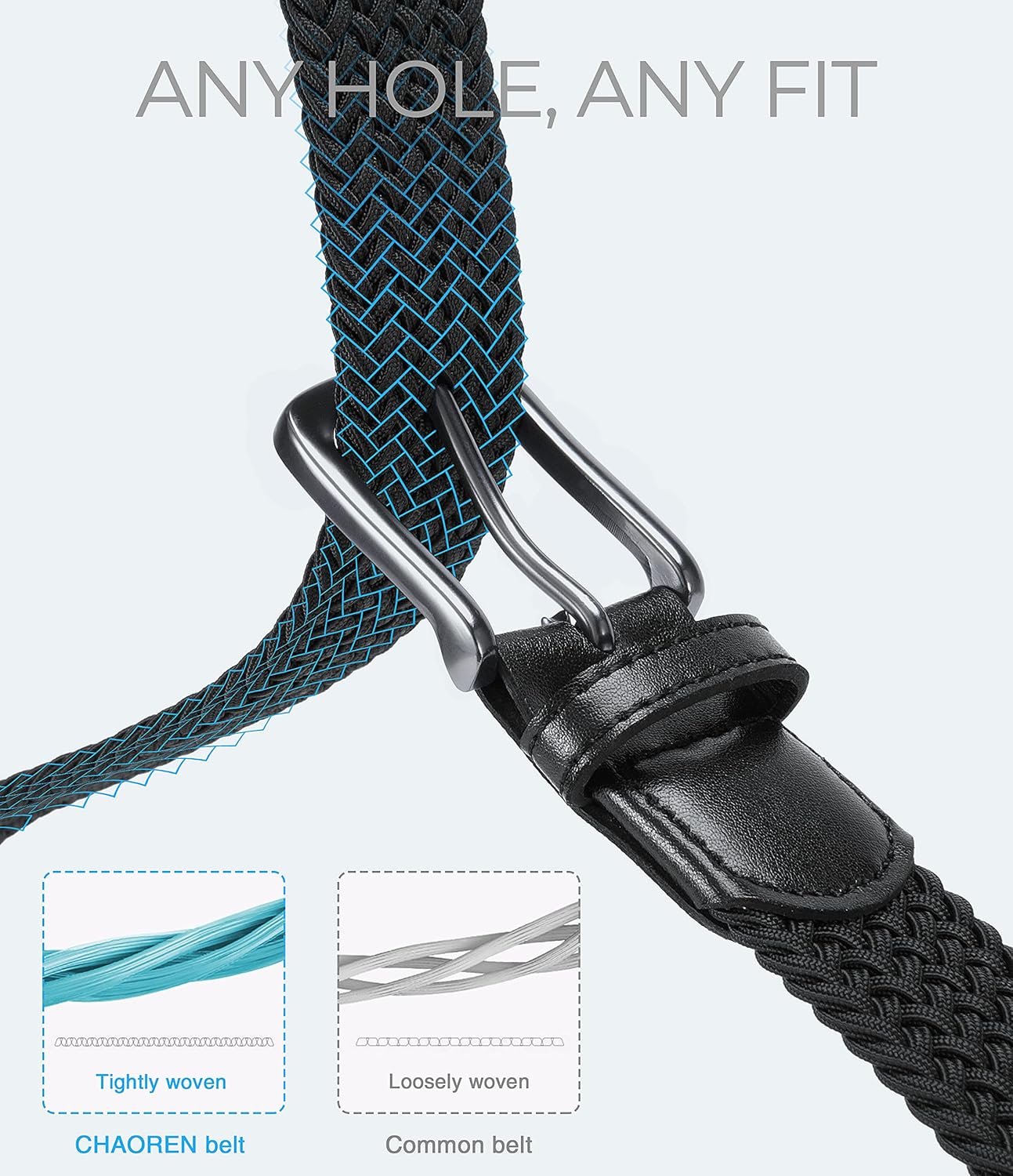 CHAOREN Mens Belt - Braided Stretch Golf Belt for Men 1 3/8"- Gift for