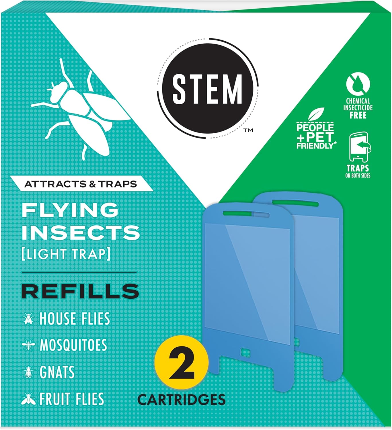 STEM Flying Insect Light Trap Refill Cartridges, Indoor Fruit Fly Trap