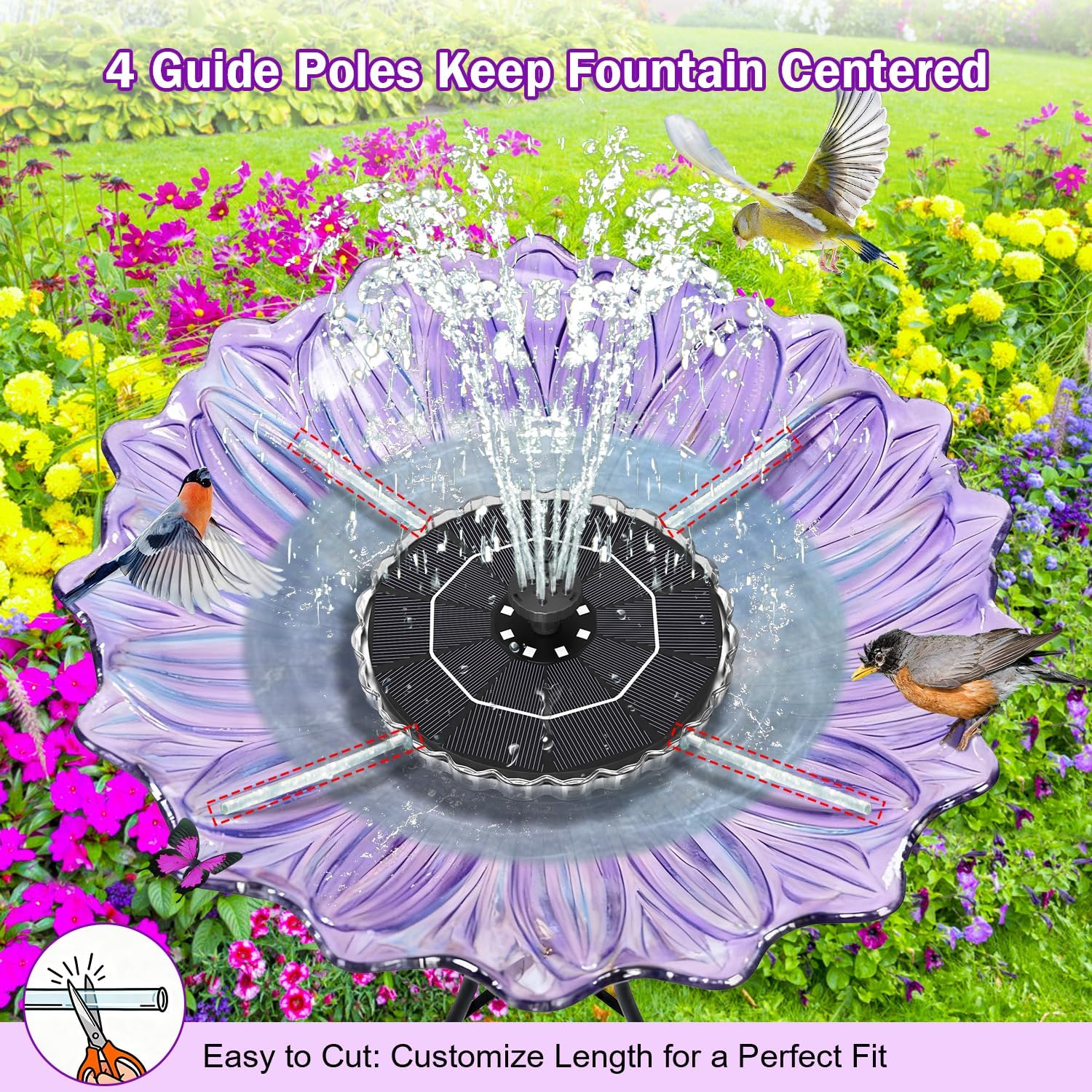 SZMP 3.5W Solar Fountain for Bird Bath with 2000mAh Battery & 3D Color