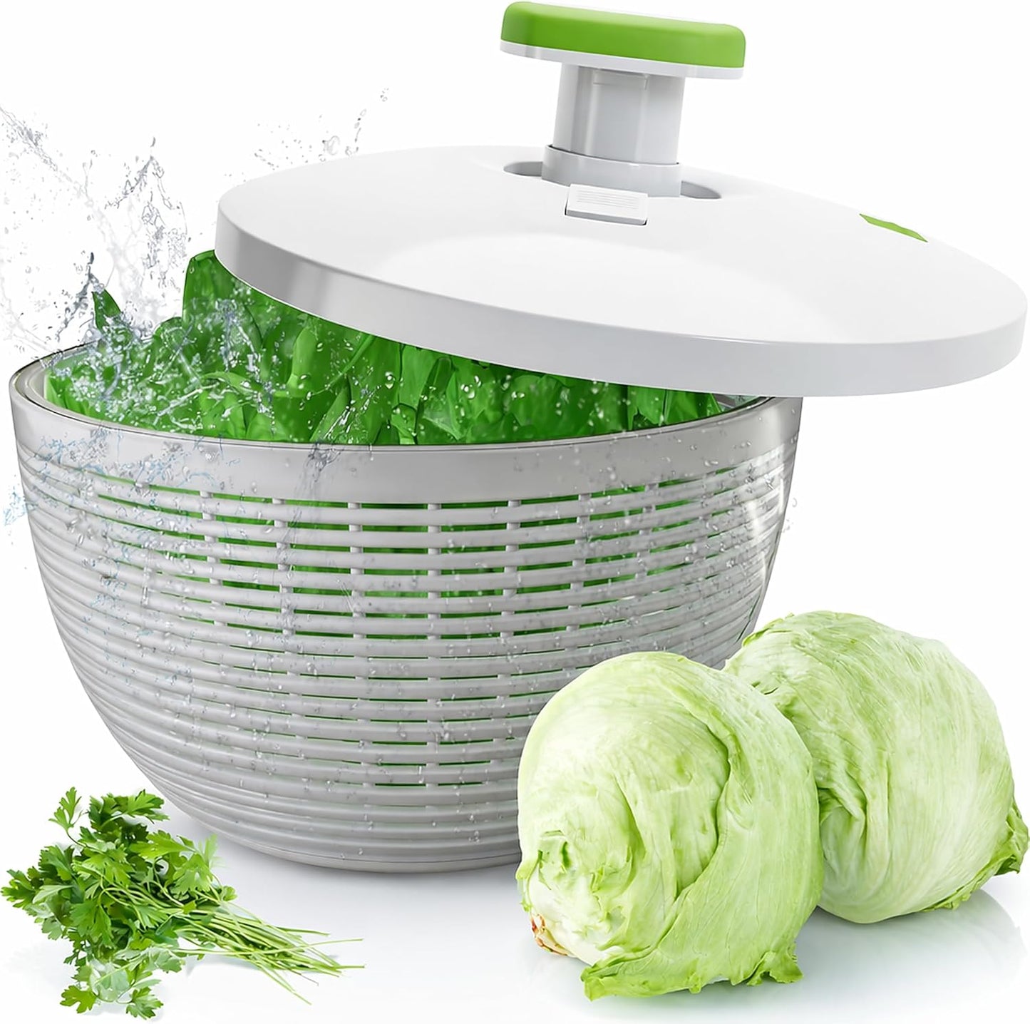 Brieftons 6.2-Quart Large Salad Spinner: Vegetable Washer Dryer Draine