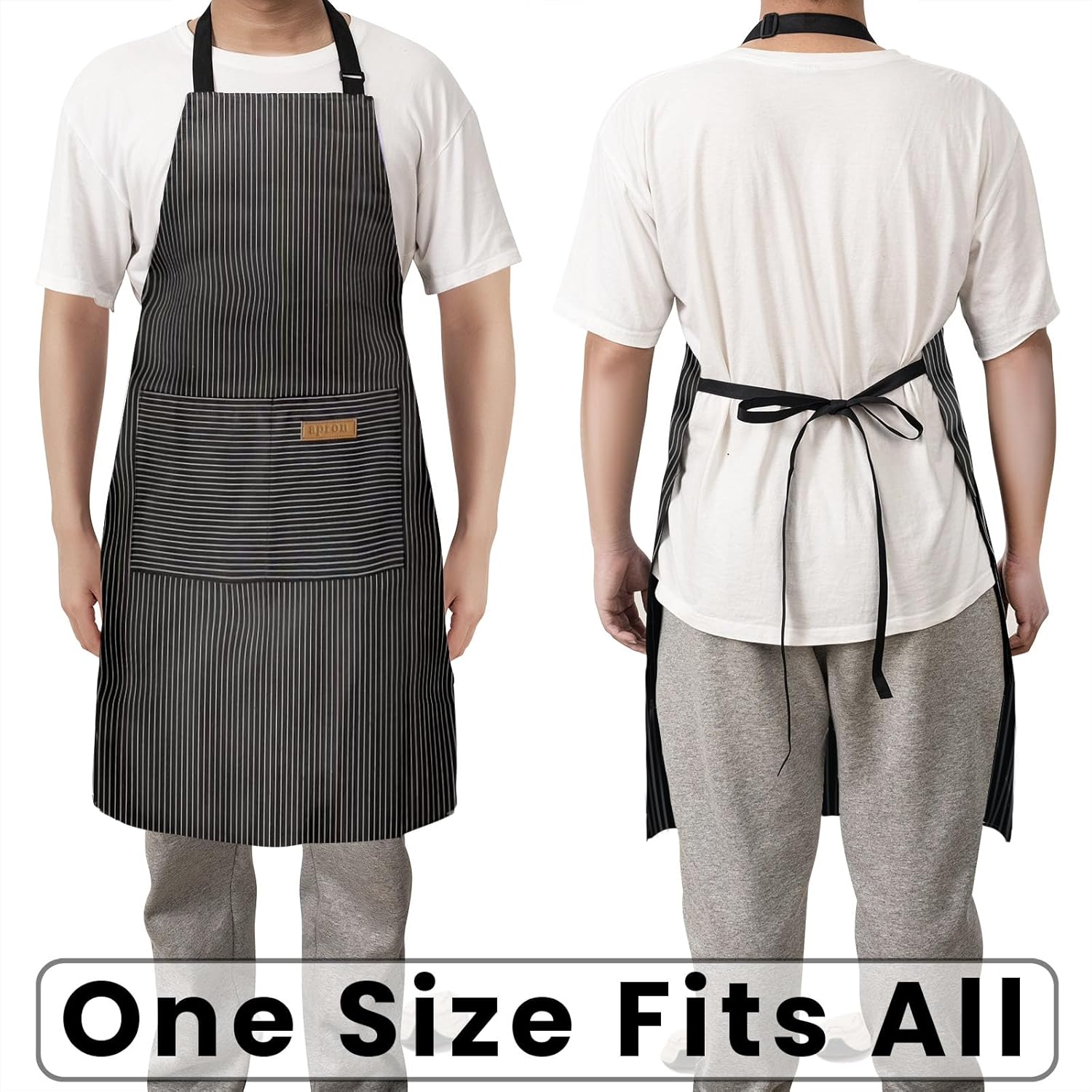2 Pack Adjustable Bib Apron with 2 Pockets Chef Cooking Kitchen Restau