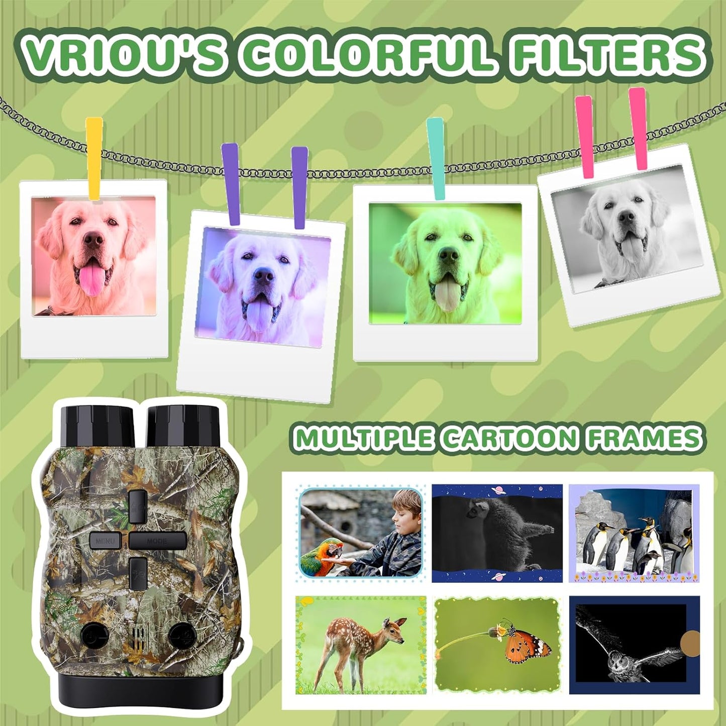 Kids Camera & Night Vision Goggles for Kids Boys and Girls, Christmas Birthday Gifts, Night Vision Binoculars with 32GB Memory Card(Camouflage)