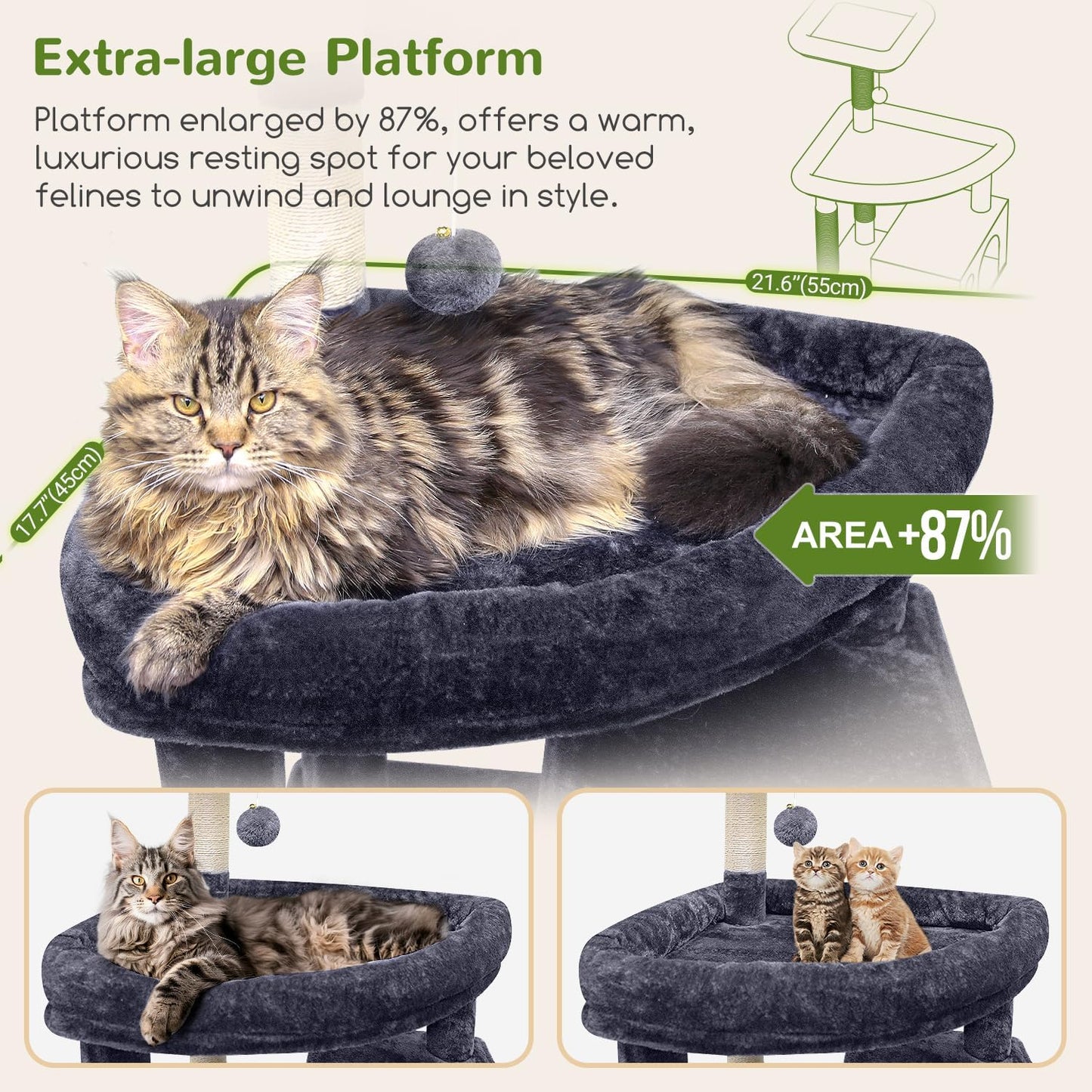 Globlazer Giant Cat Tree, 83 inch Cat Tree for Indoor Cats Large Adult