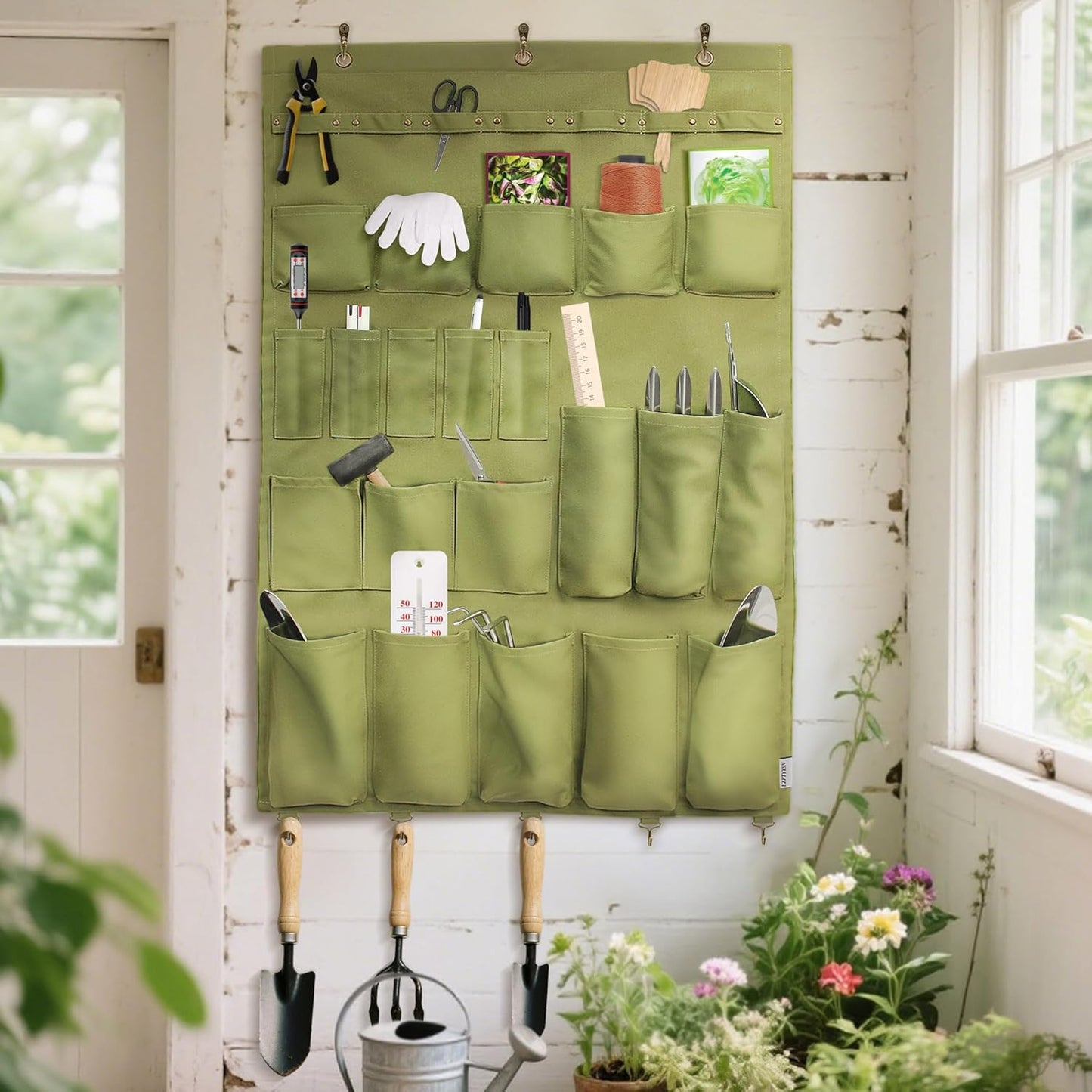 Canvas Wall Organizer for Garden Tool, Hand Tools, Stationery, Craft Items and Sewing Supplies,Green