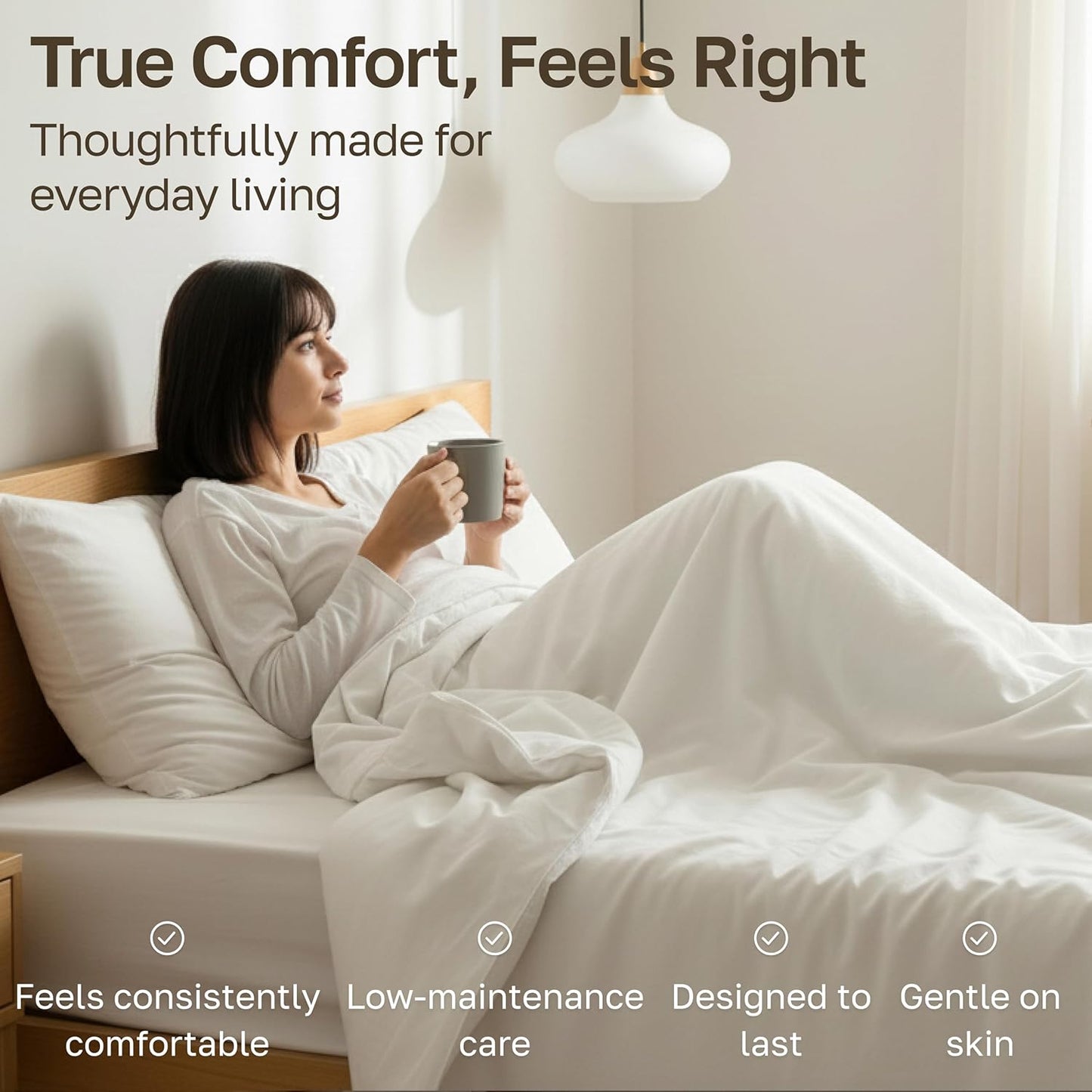 California Design Den Natural 100% Cotton Sheets Queen Size Bed Set - Soft 400 Thread Count Sateen, Queen Sheets, Deep Pockets with All Around Elastic for a Snug Fit, Durable Bedding - White