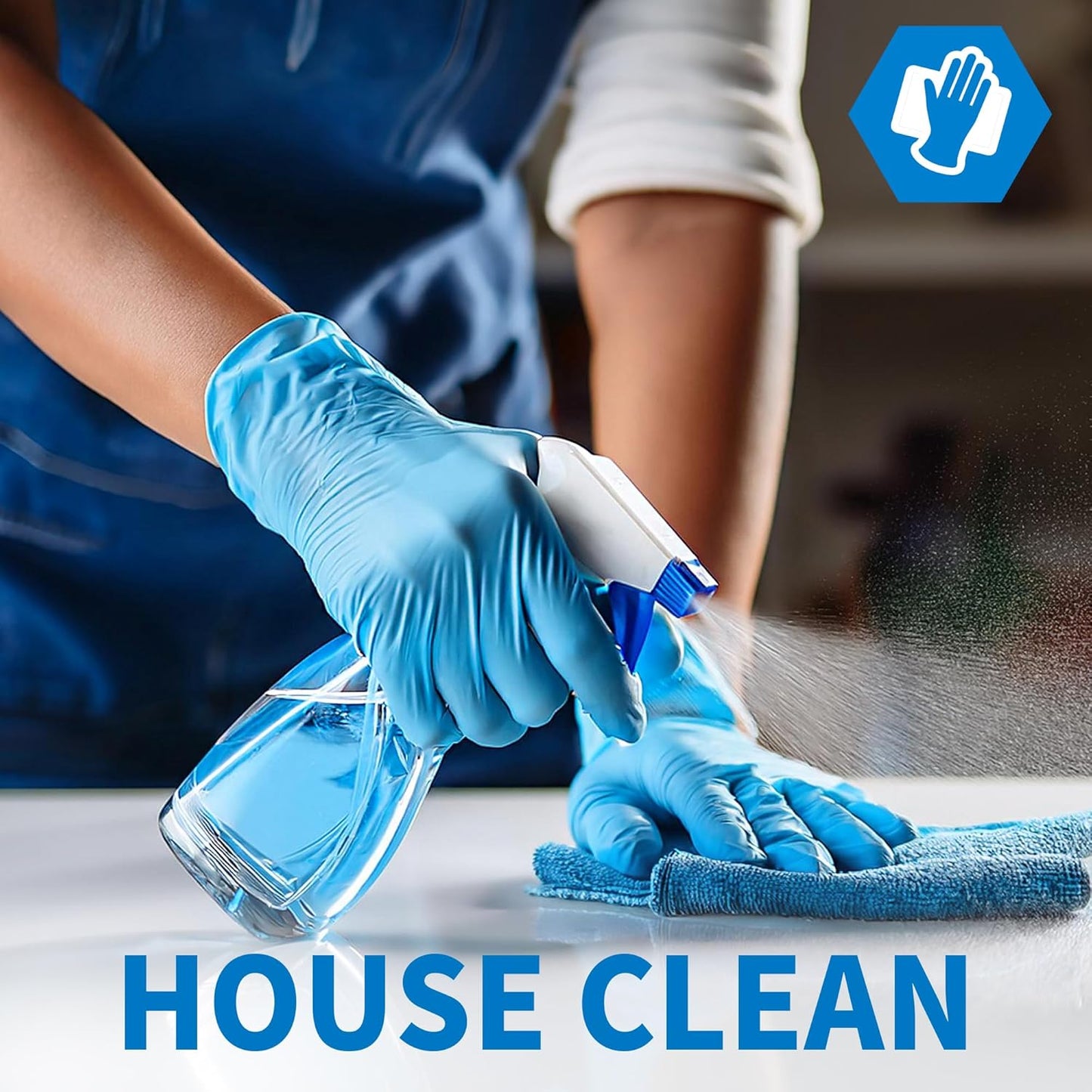 Medical Blue Nitrile Disposable Exam Gloves, 4.5 Mil 100 Pcs Powder-Fr