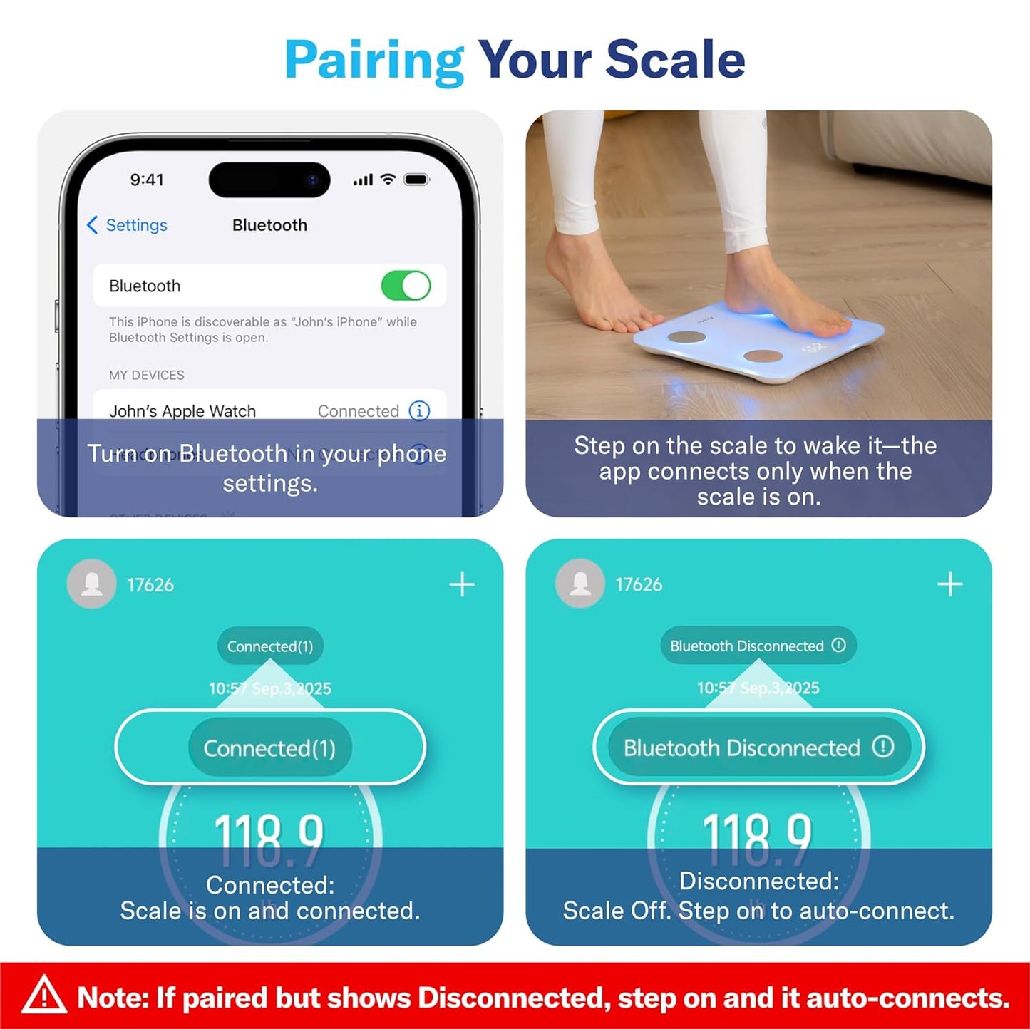 Alcedo Smart Body Fat Scale, Digital Scale with BMI, Fat Percentage, Muscle Mass, Color-Changing with Weight Variation, 400 lb, Bluetooth