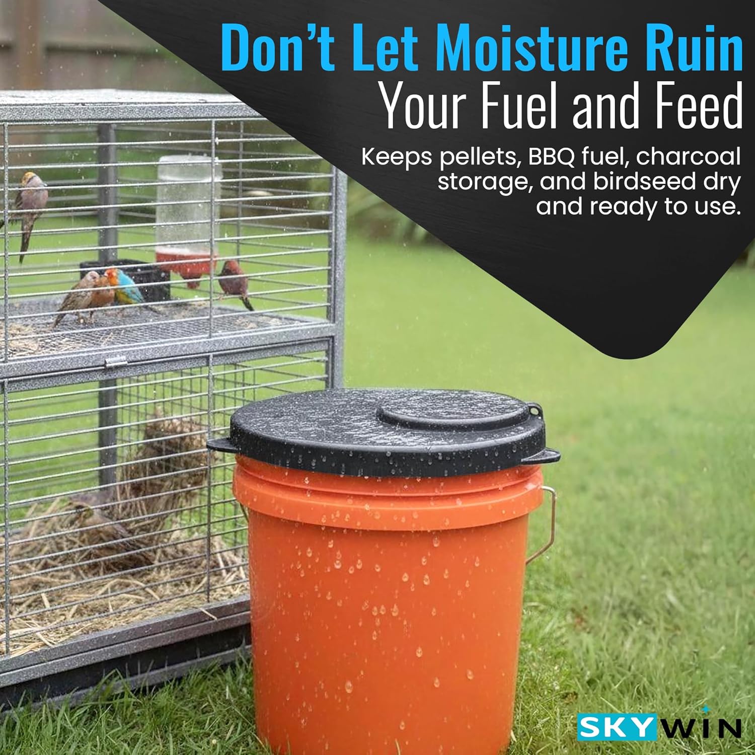 Skywin 5 Gallon Bucket Lid, Seal Lid, Wood Pellet Storage Containers, 