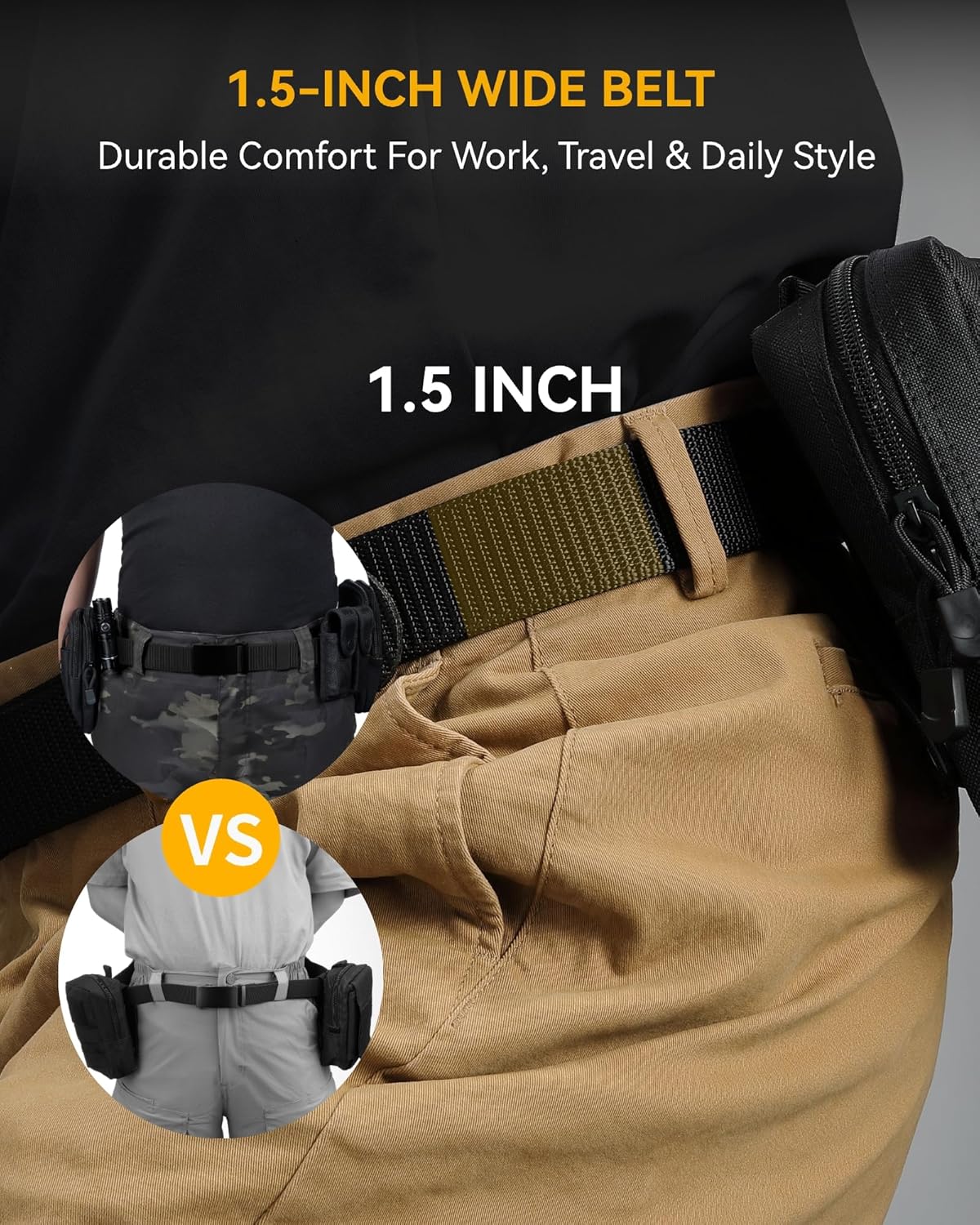 CHAOREN 1.5" Nylon Ratchet Belts for Men - Adjustable Casual Work Belt