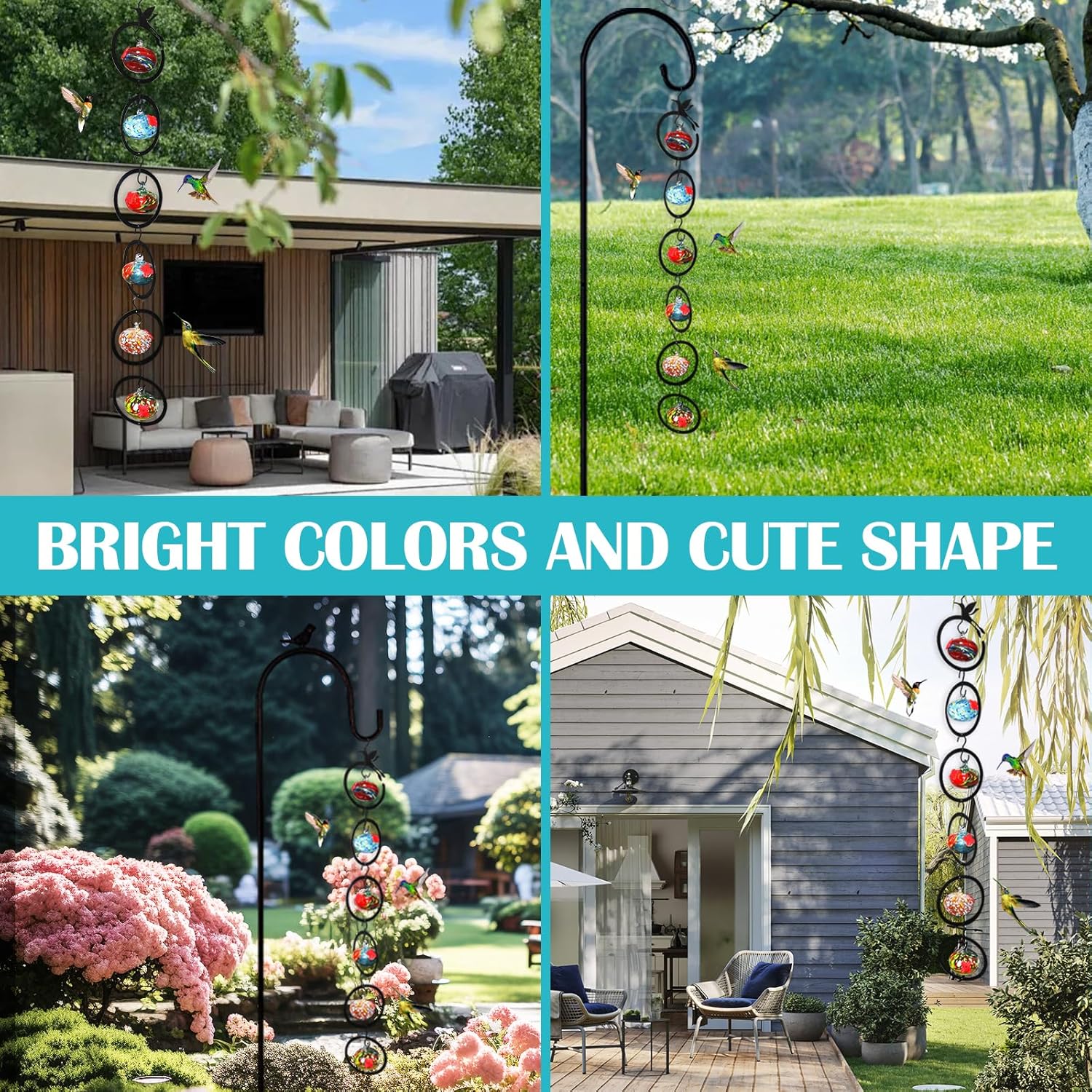 Glass Hummingbird Feeder for Outdoors 6 PCS Small Hand Blown Glass Bir