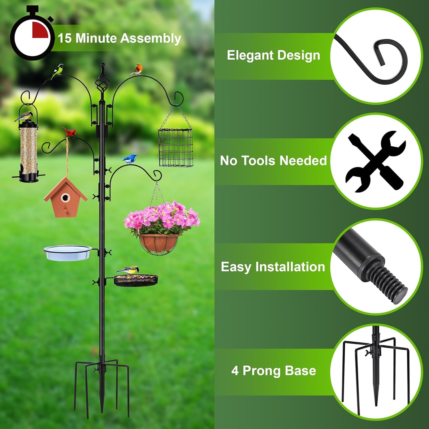 Sorbus Outdoor Feeding Station – 7ft Heavy-Duty Feeder Pole with Hange