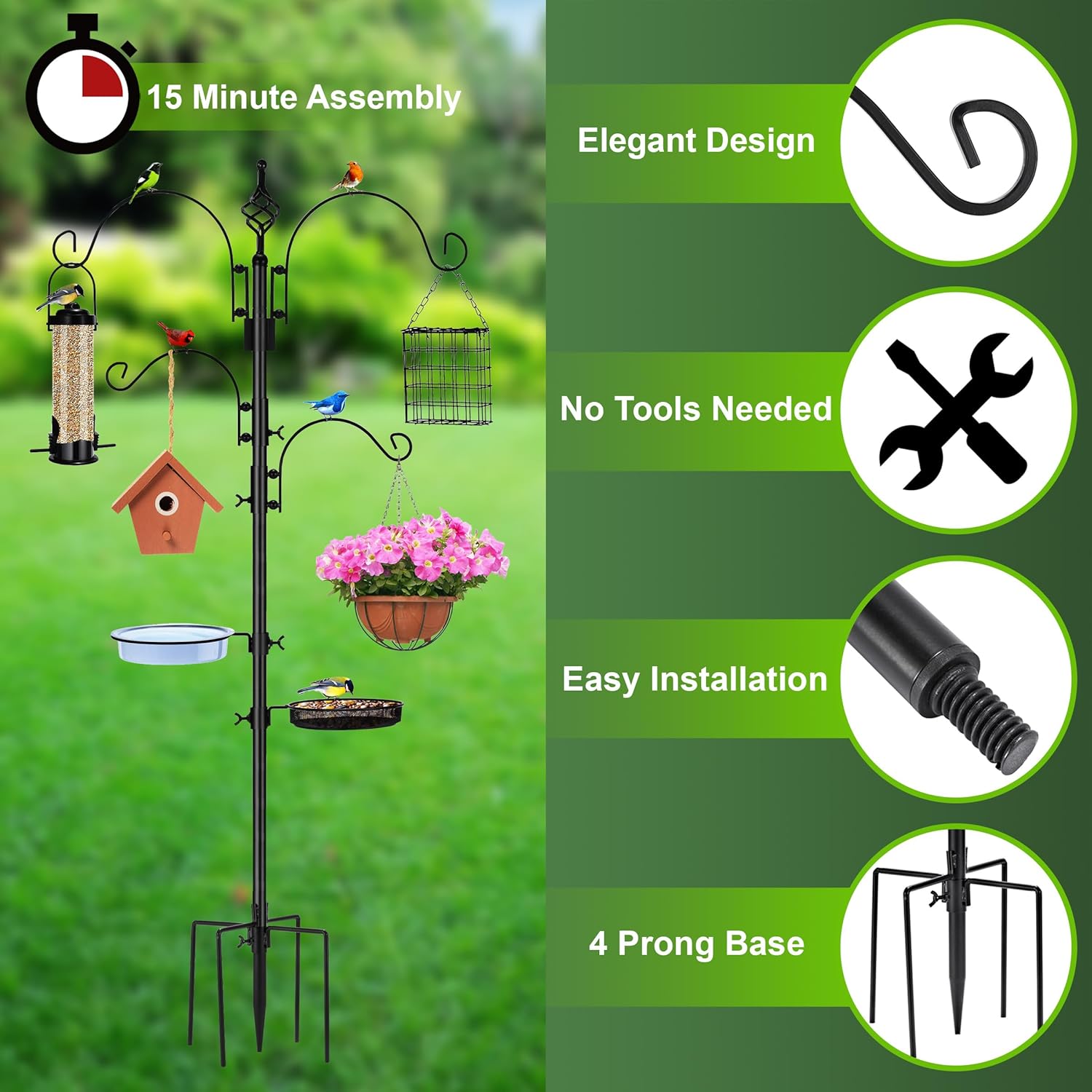 Sorbus Outdoor Feeding Station – 7ft Heavy-Duty Feeder Pole with Hange