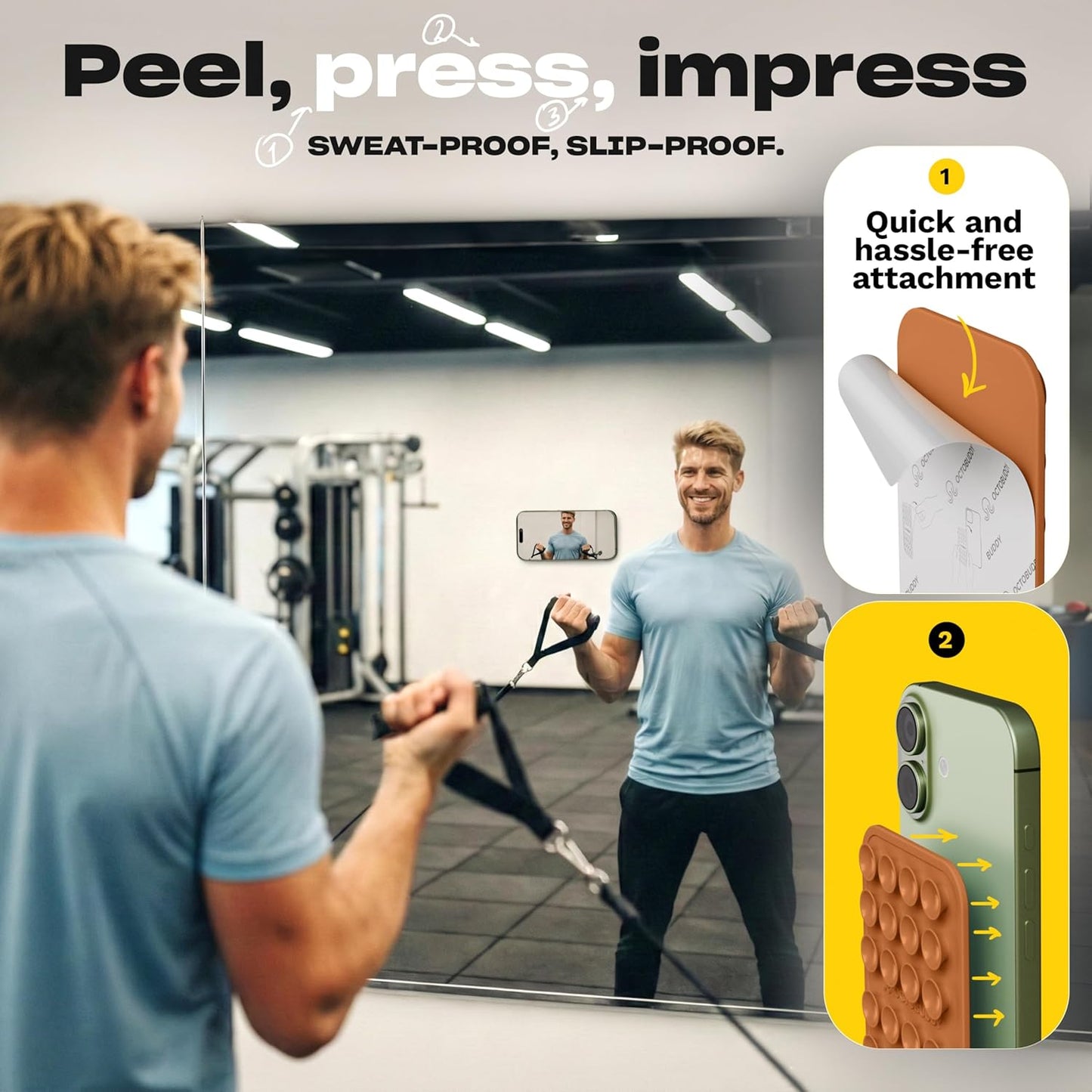 OCTOBUDDY Classic - Silicone Suction Phone Case Adhesive Mount - Hands