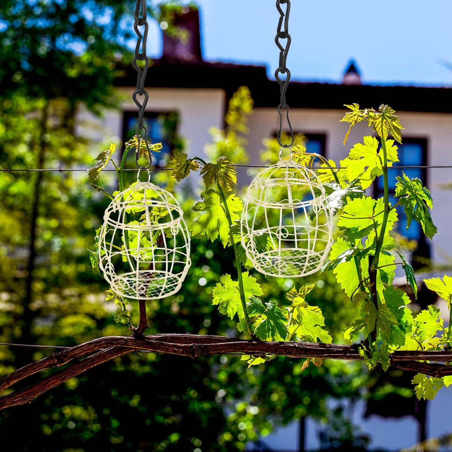 Milisten 2pcs Outdoor Hanging Bird Feeder Cage Metal Wire Small Swing 