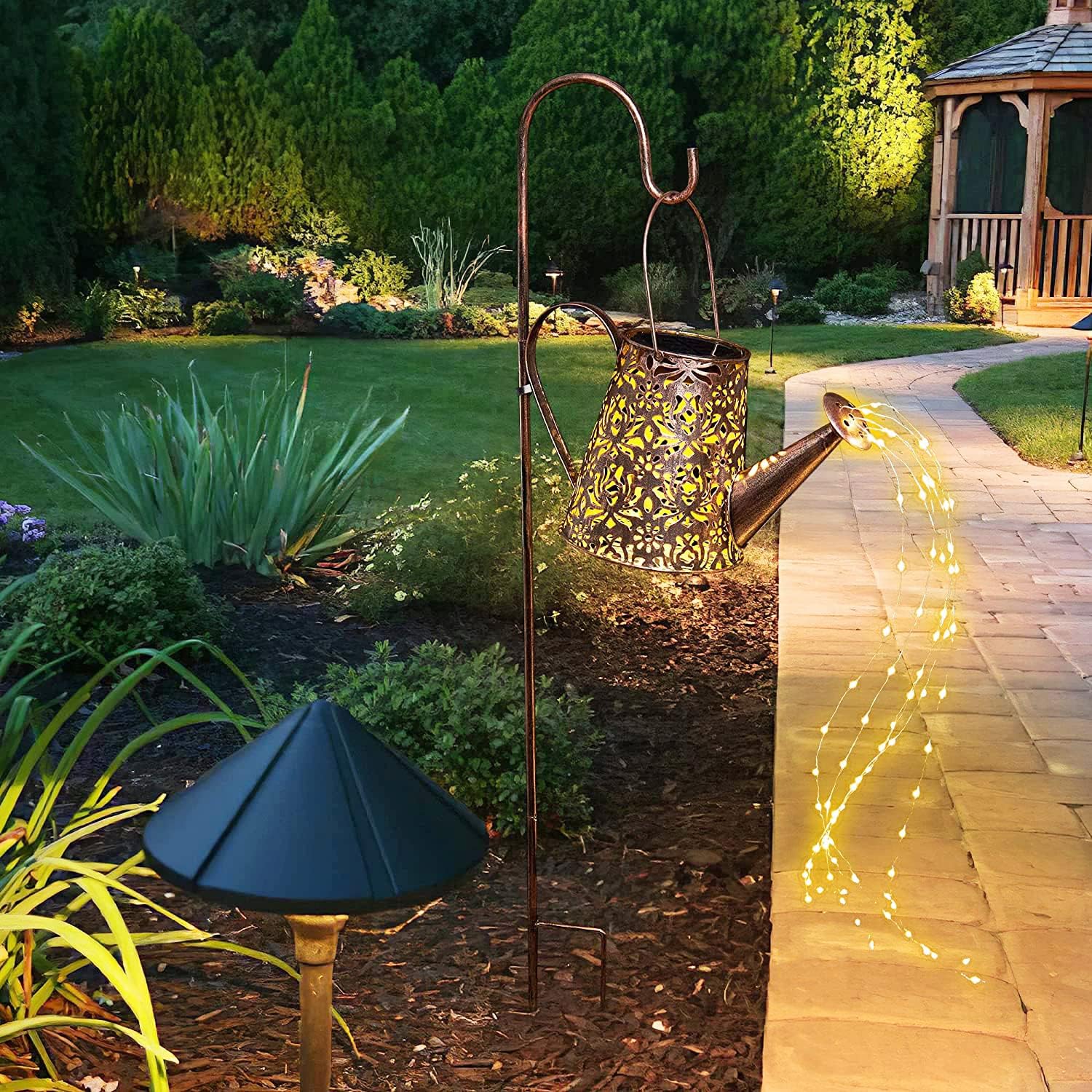 Solar Lights Outdoor Decorative, Metal Solar Watering Can Lights Water
