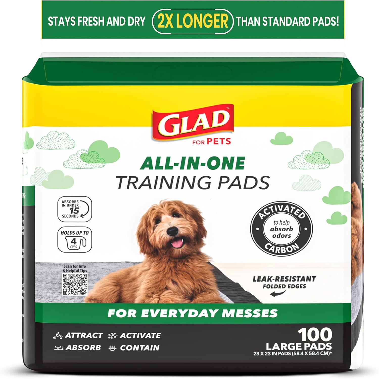 Glad for Pets Black Charcoal Puppy Pads - Super Absorbent Disposable D