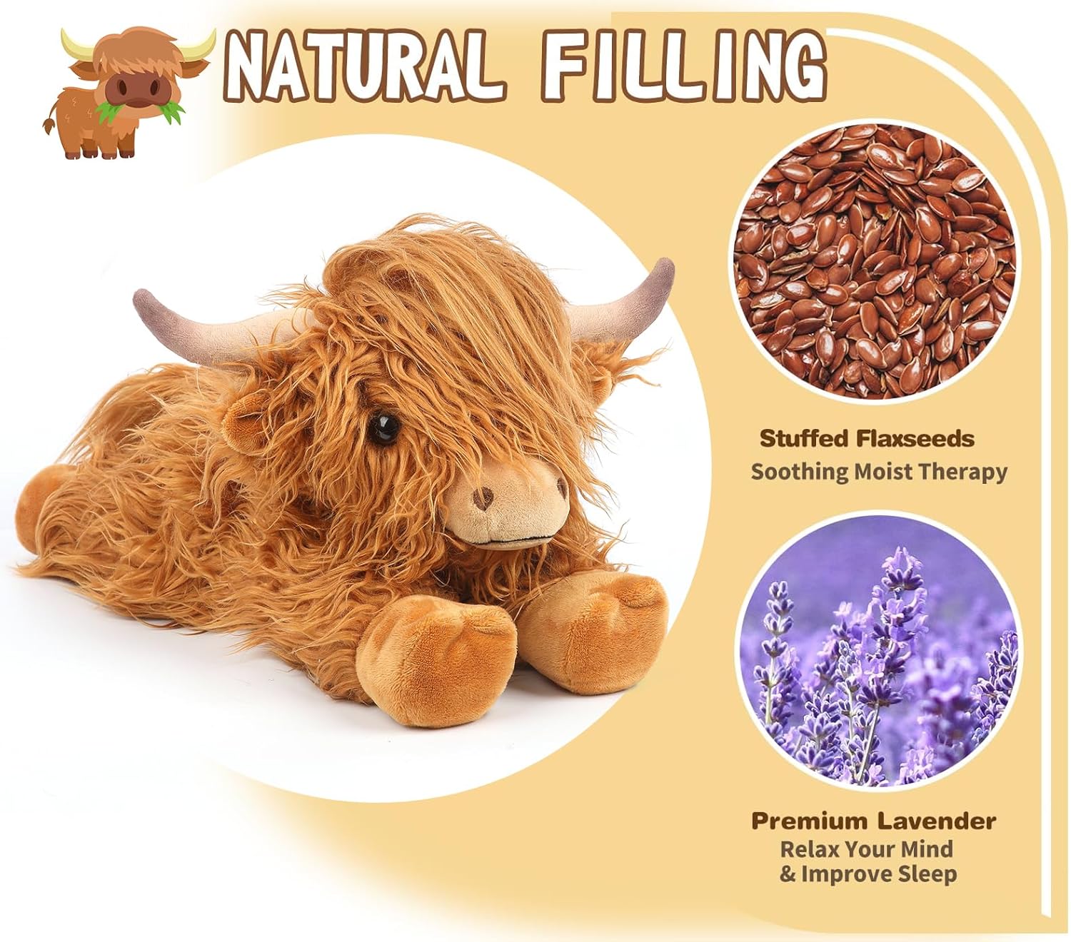 Highland Cow Stuffed Animals, Microwavable Stuffed Animals Heating Pad