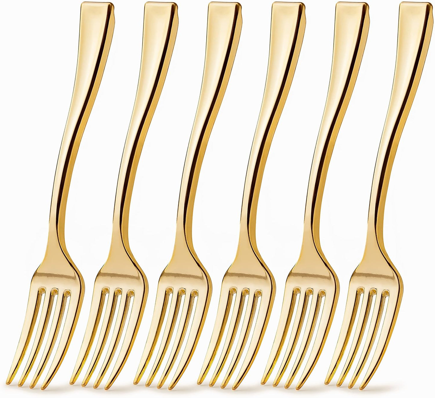 Posh Setting - Plastic Mini Forks, Gold Mini Forks, Gold Plastic Mini Dessert Forks, Disposable Tiny Gold Forks, 4 inch Gold Plastic Forks, Taster Forks, Small Forks, Appetizer Forks (80 Pack)