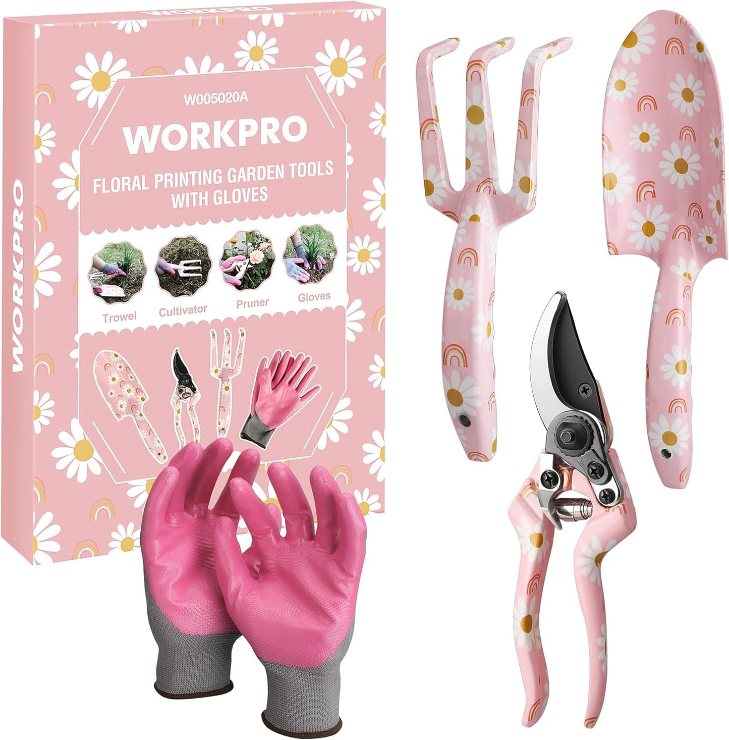 WORKPRO Aluminum Garden Tool Set, 4PCS Heavy Duty Gardening Tools with