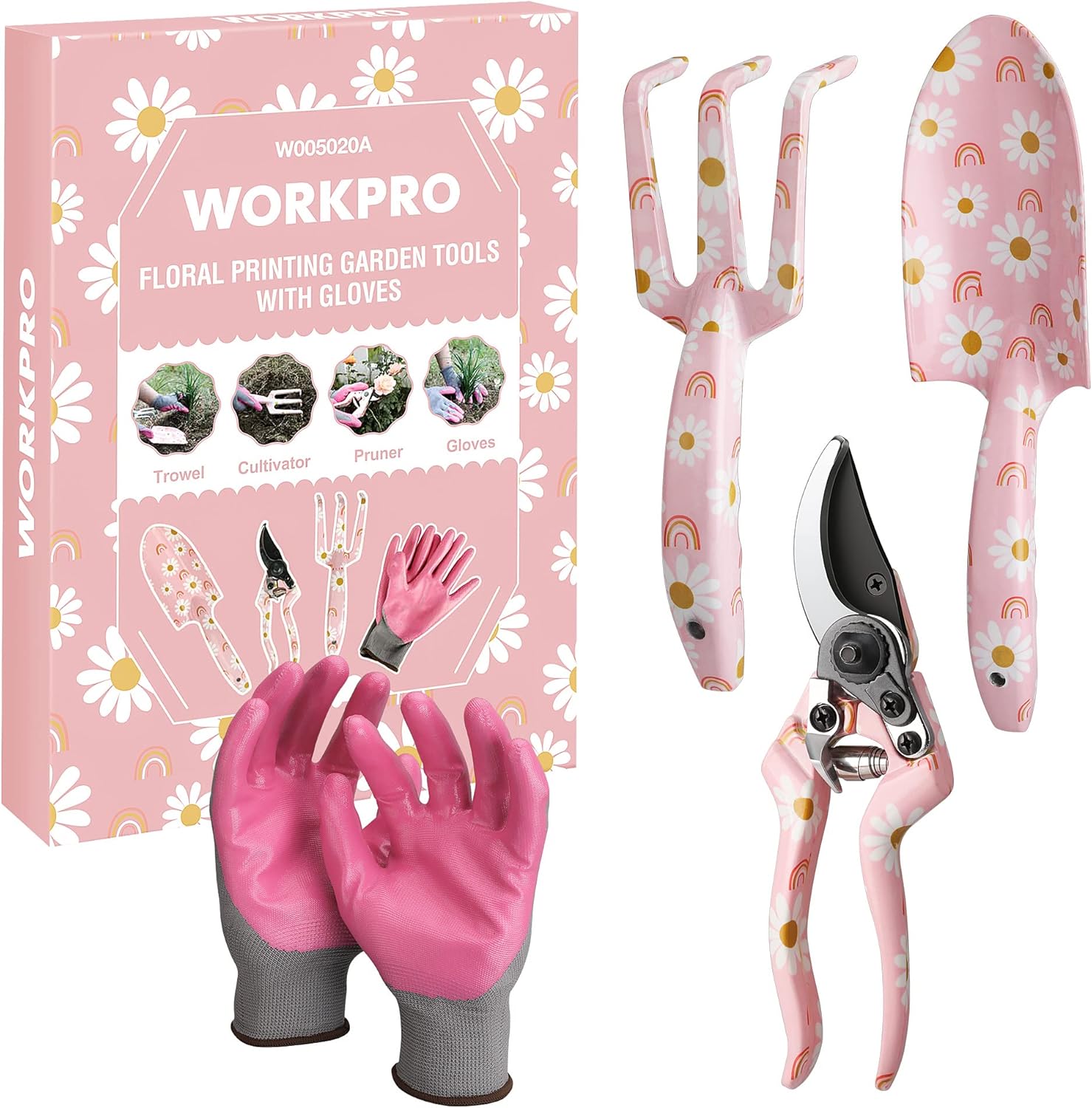 WORKPRO Aluminum Garden Tool Set, 4PCS Heavy Duty Gardening Tools with