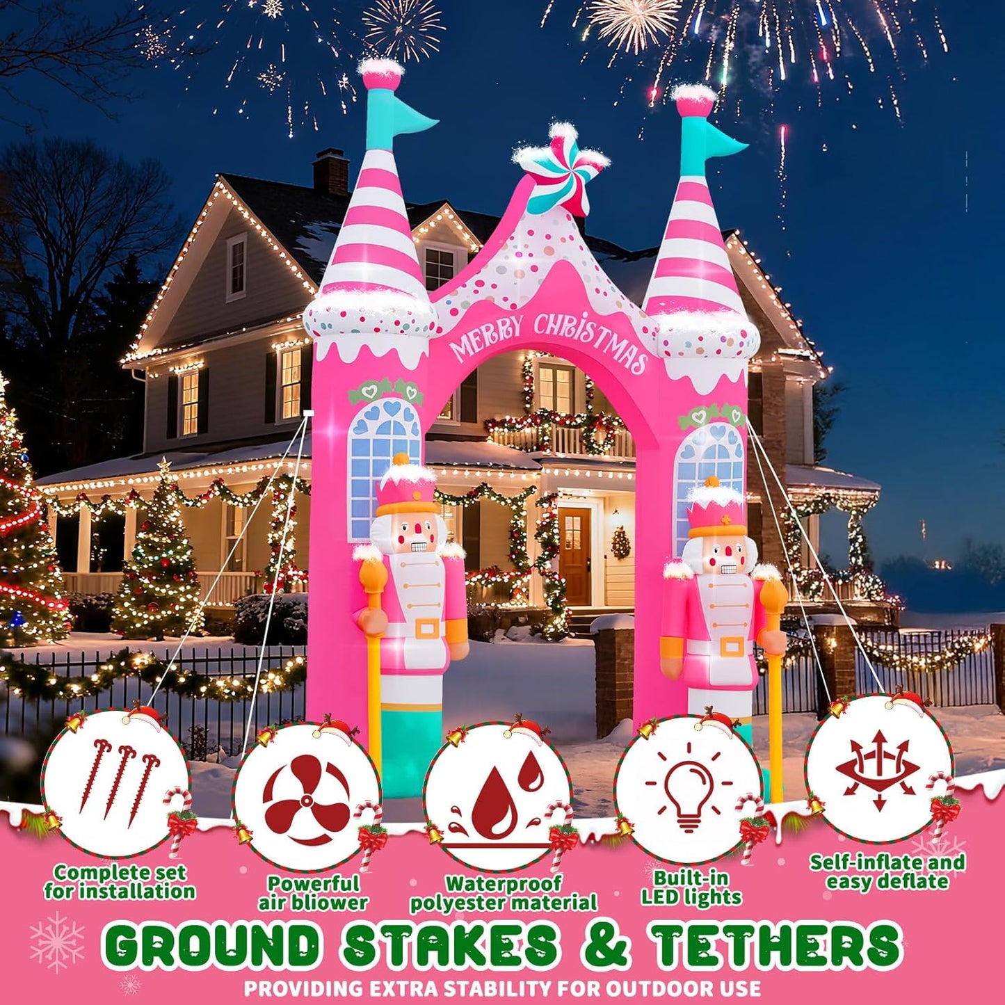 Evoio 12 FT Giant Christmas Archway Inflatables Nutcracker with LED Li