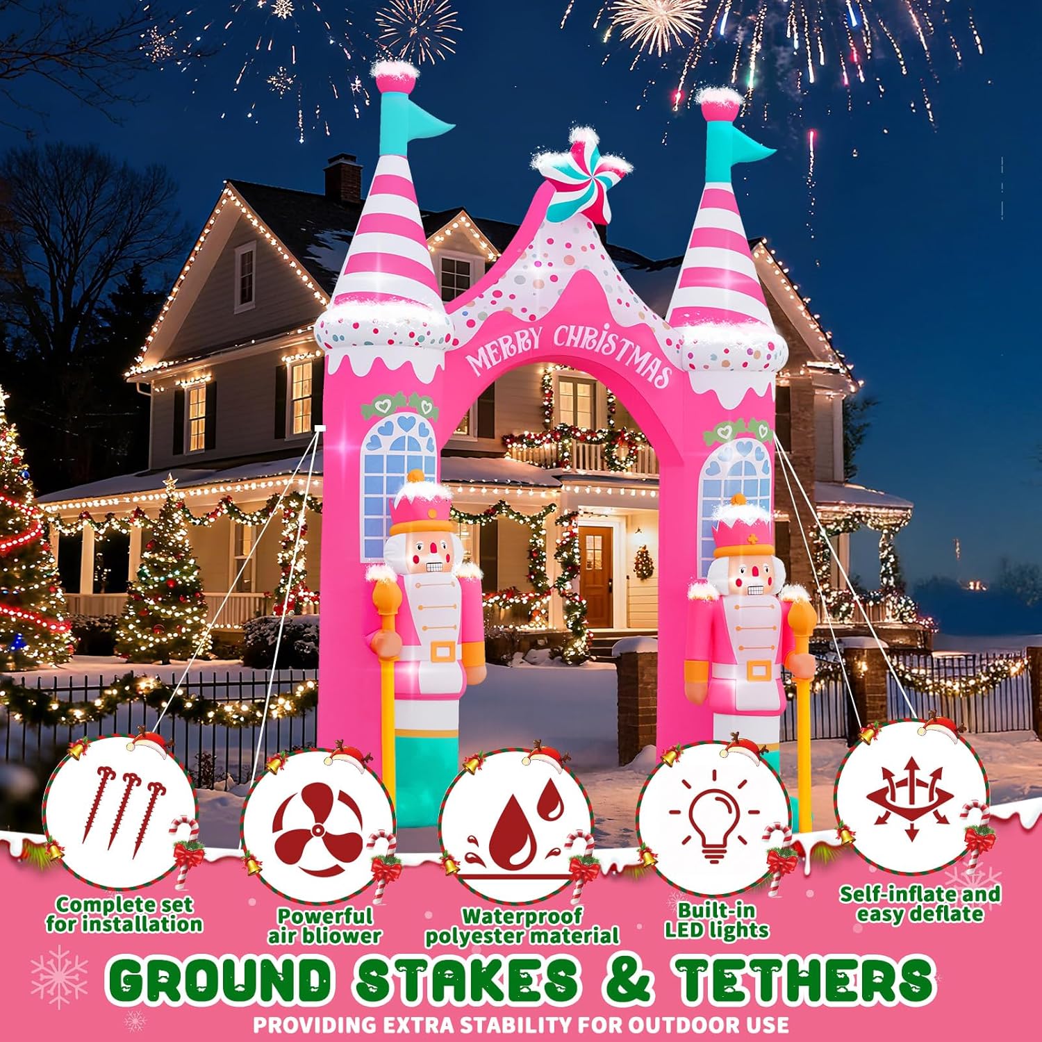 Evoio 12 FT Giant Christmas Archway Inflatables Nutcracker with LED Li