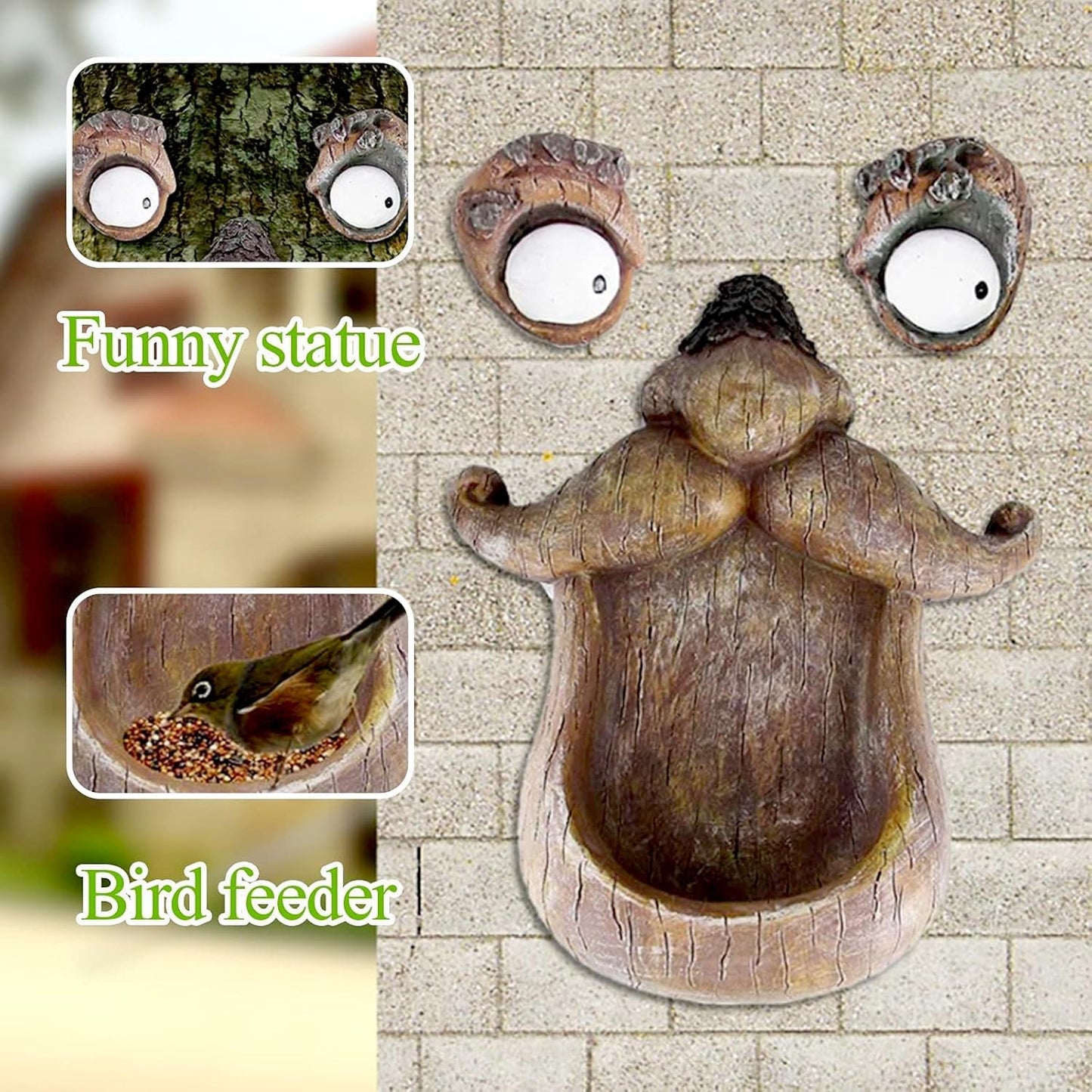 Tree Face Bird Feeder, Tree faces Decor Outdoor, Tree Decorations Outdoor, Whimsical Decor for Tree Trunk Tree Stump, Garden Decor for Outside