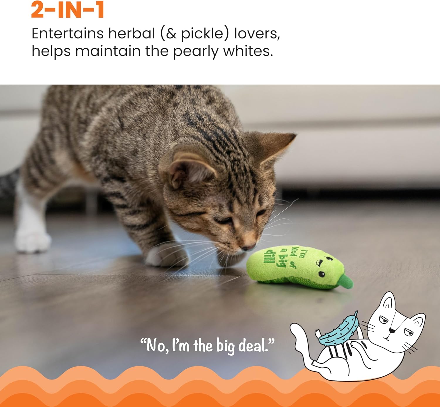 Catstages Crunchy Pickle Kicker Cat Toy – Plush Crinkle Toy with Catni