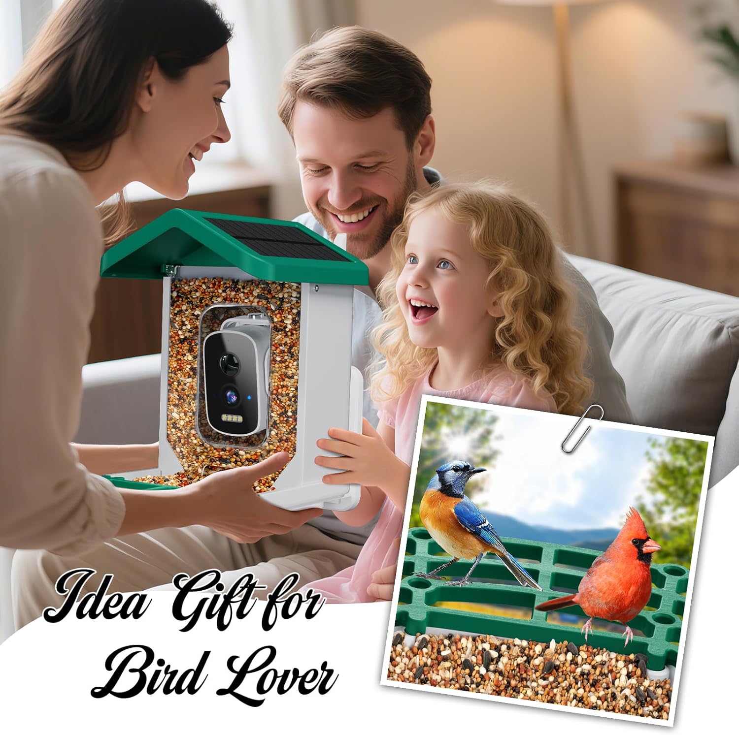 Smart Bird Feeder with Camera, AI Bird Species Identification Solar Po