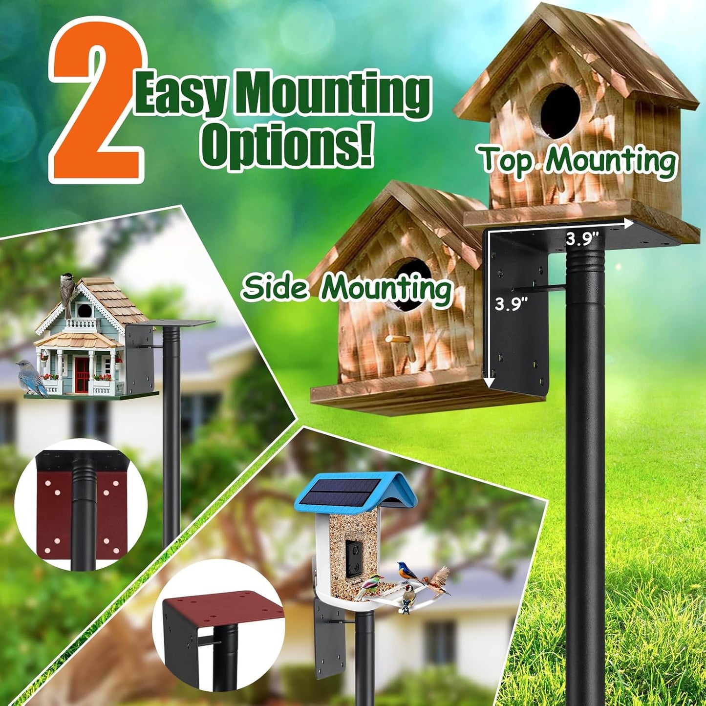 Heavy Duty Bird Feeder Pole - 103" Extra Tall Bird House Stand Outdoor, Anti-Tip Stakes & Stable Mount for Smart Camera Birdfeeder,Bluebird House, BirdBuddy, Birdfy