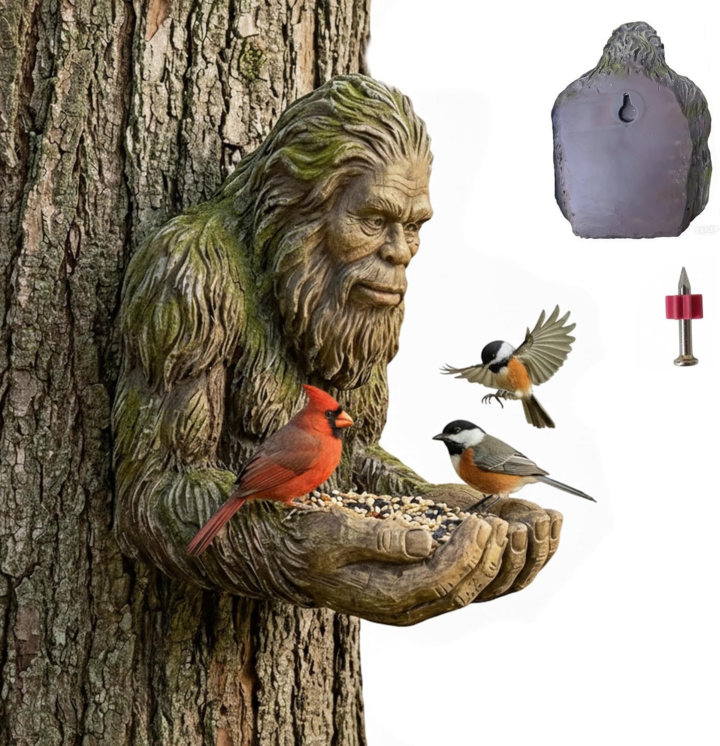 Bigfoot Bird Feeder Sasquatch Sculpture Garden Decor Tree Hugger Outdoor Statue Yard Art Wildlife Feeder Unique Gift Resin