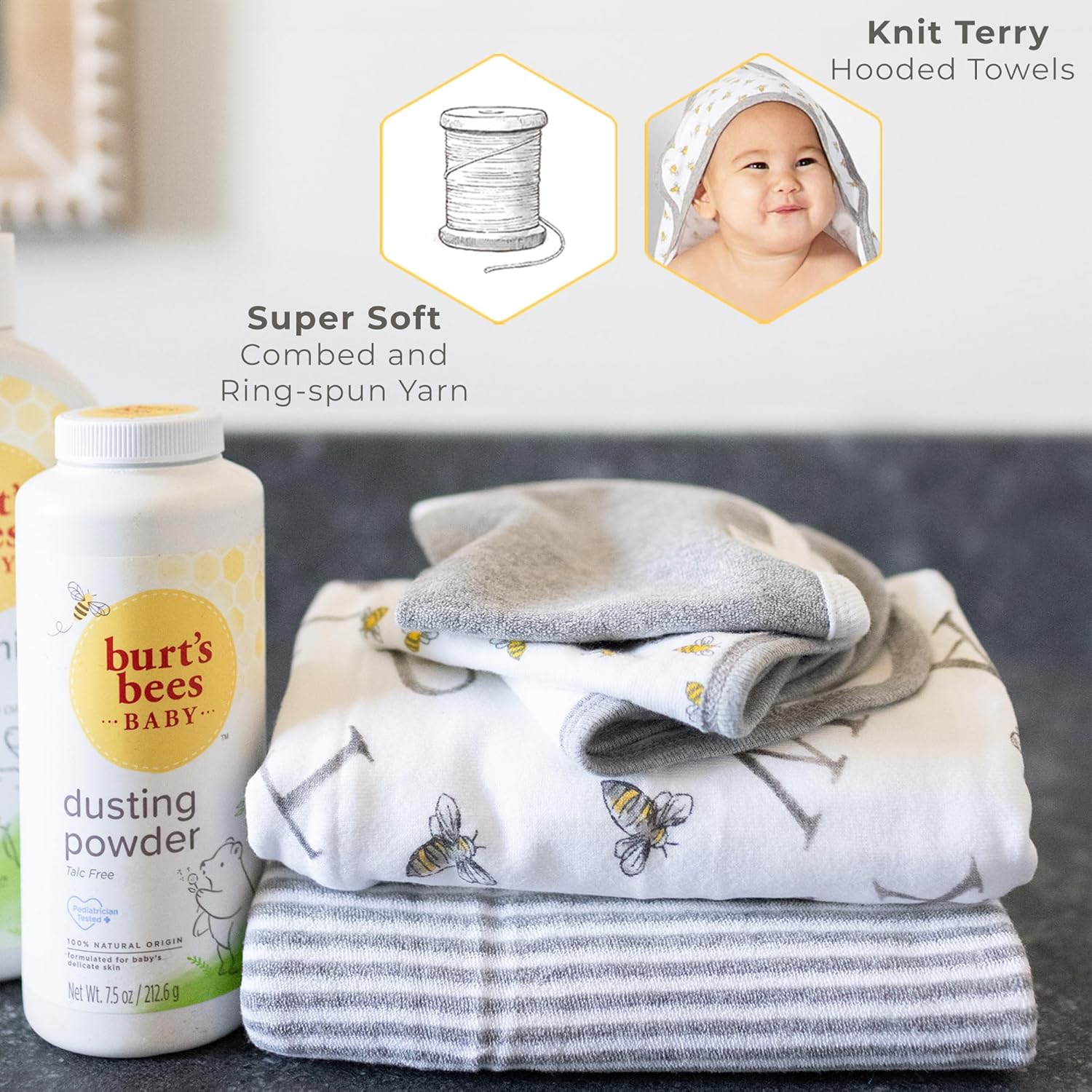 Burts Bees Baby Infant Hooded Towels Little Ducks Organic Cotton, Unis