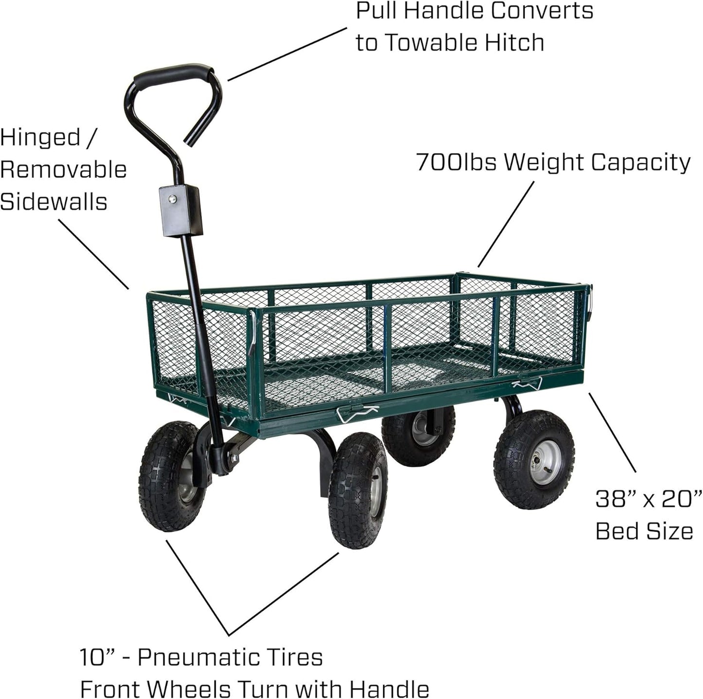 70107 Garden Cart/Utility Cart, Hinged/Removeable Sidewalls, Four 10-i
