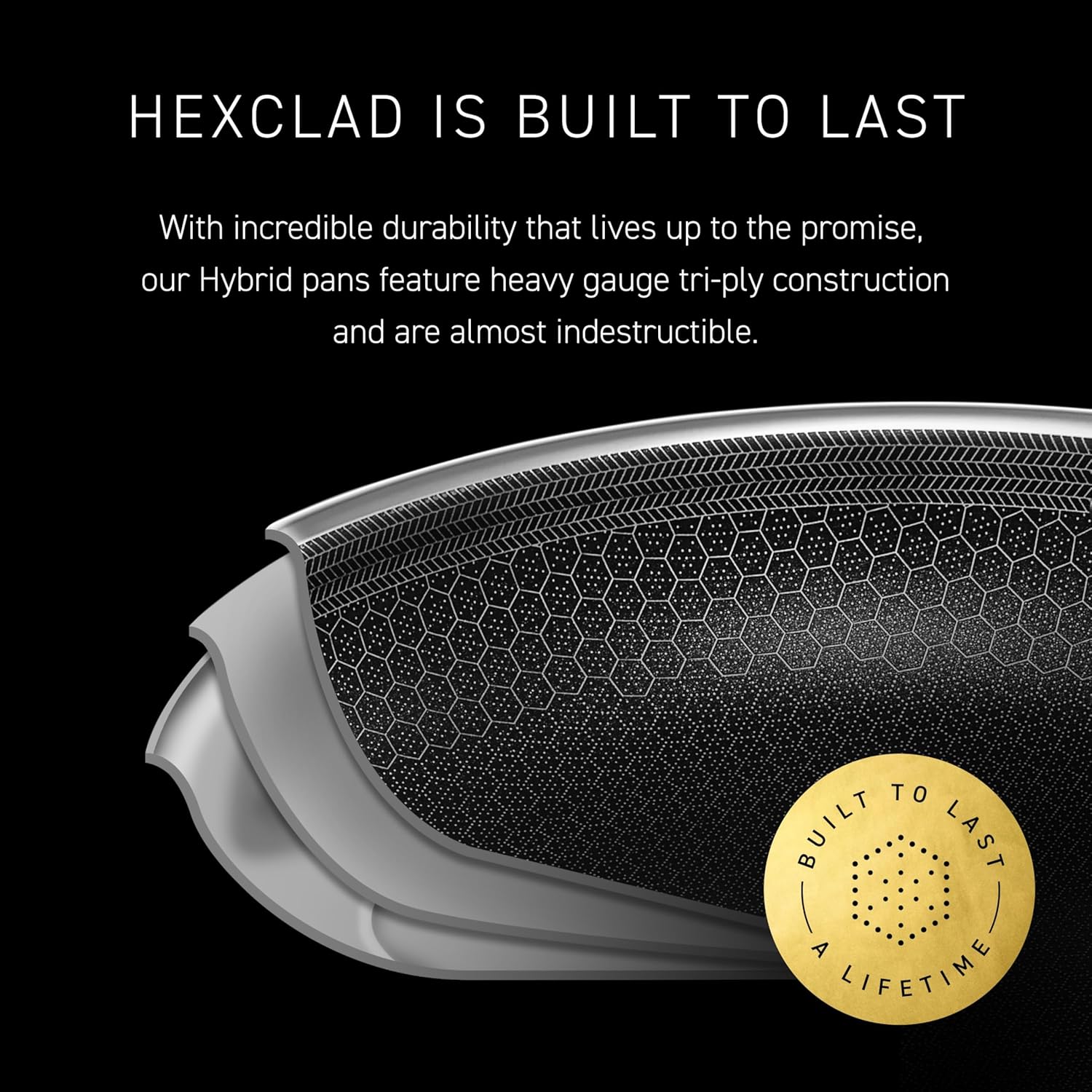 HexClad Hybrid Nonstick 1-Quart Saucepan with Tempered Glass Lid, Stay
