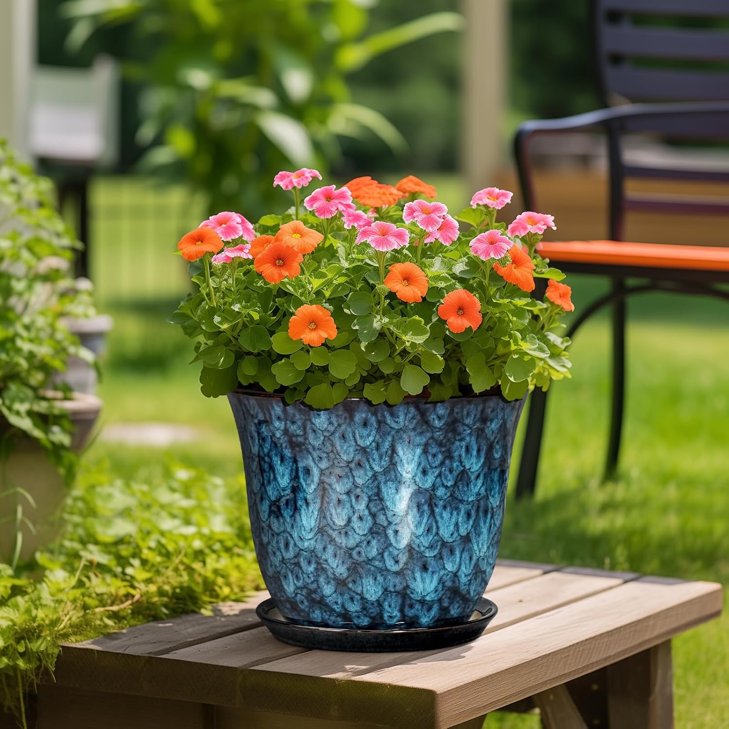 Ceramic Plant Pots - 12 Inch Pots for Plants Indoor Outdoor, Large Rou