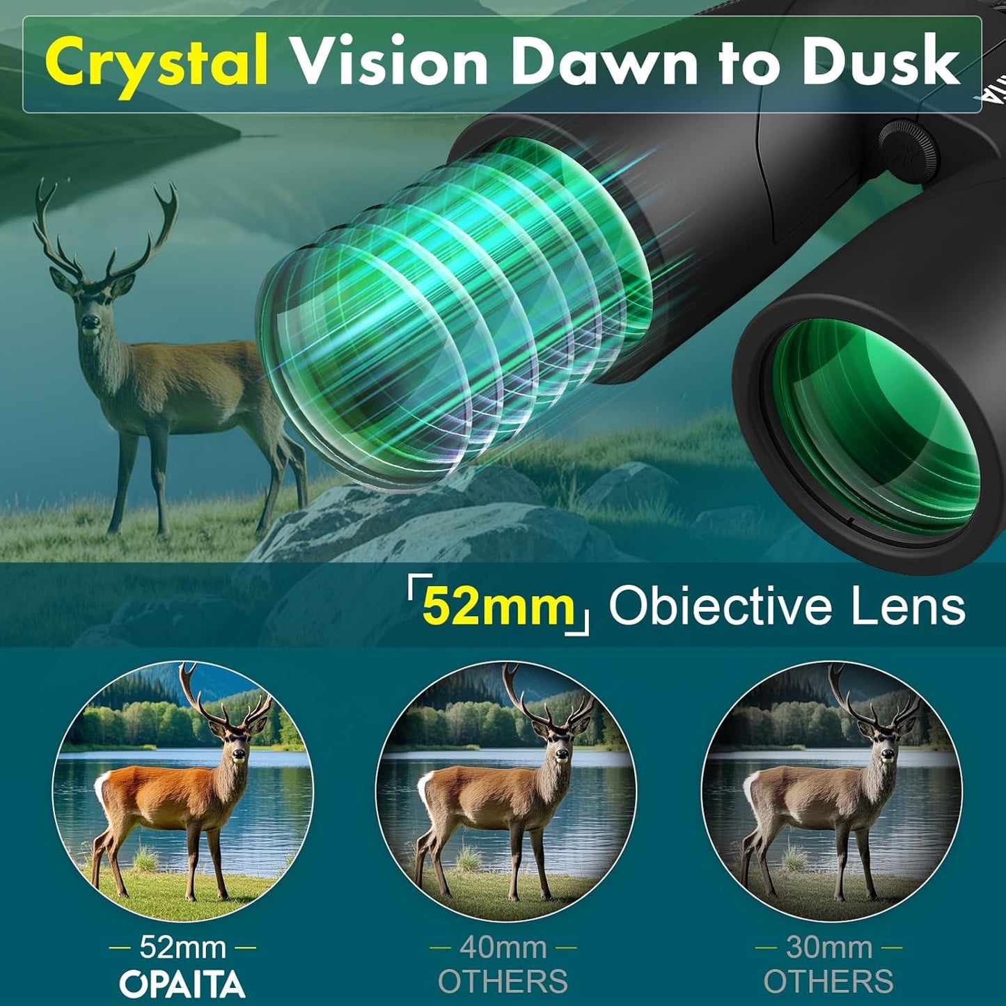 15x52 High Powered Binoculars for Adults - OPAITA HD Professional Bird Watching Binoculars with BAK4 Prism & FMC Lensfor Hunting, Stargazing, Travel, Sports - Birthday Gifts for Men
