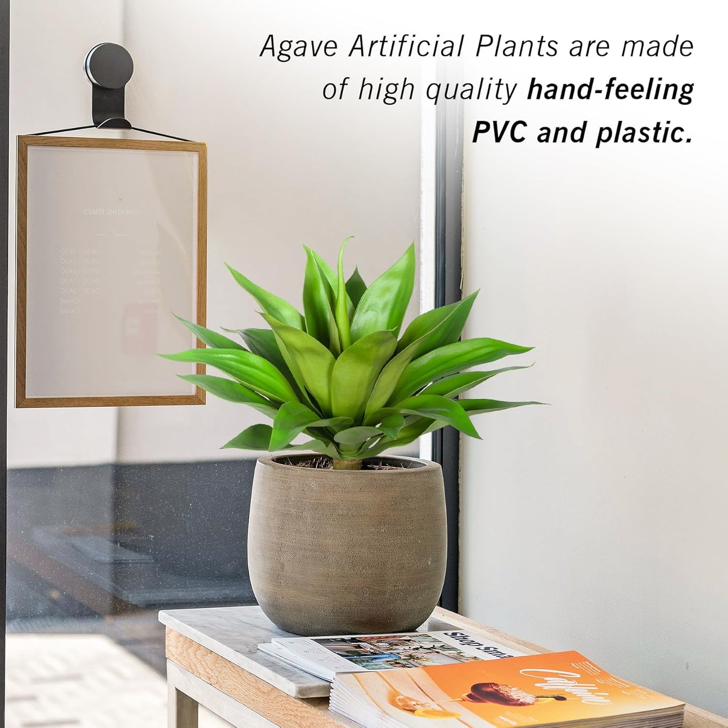 Artificial Plant Artificial Agave Plants,2PCS Faux Plants for Outdoors Artificial Plant Outdoor Large UV Resistant Fake Agave Planters for Indoor and Outdoor Decorating Outdoors Plants 22"