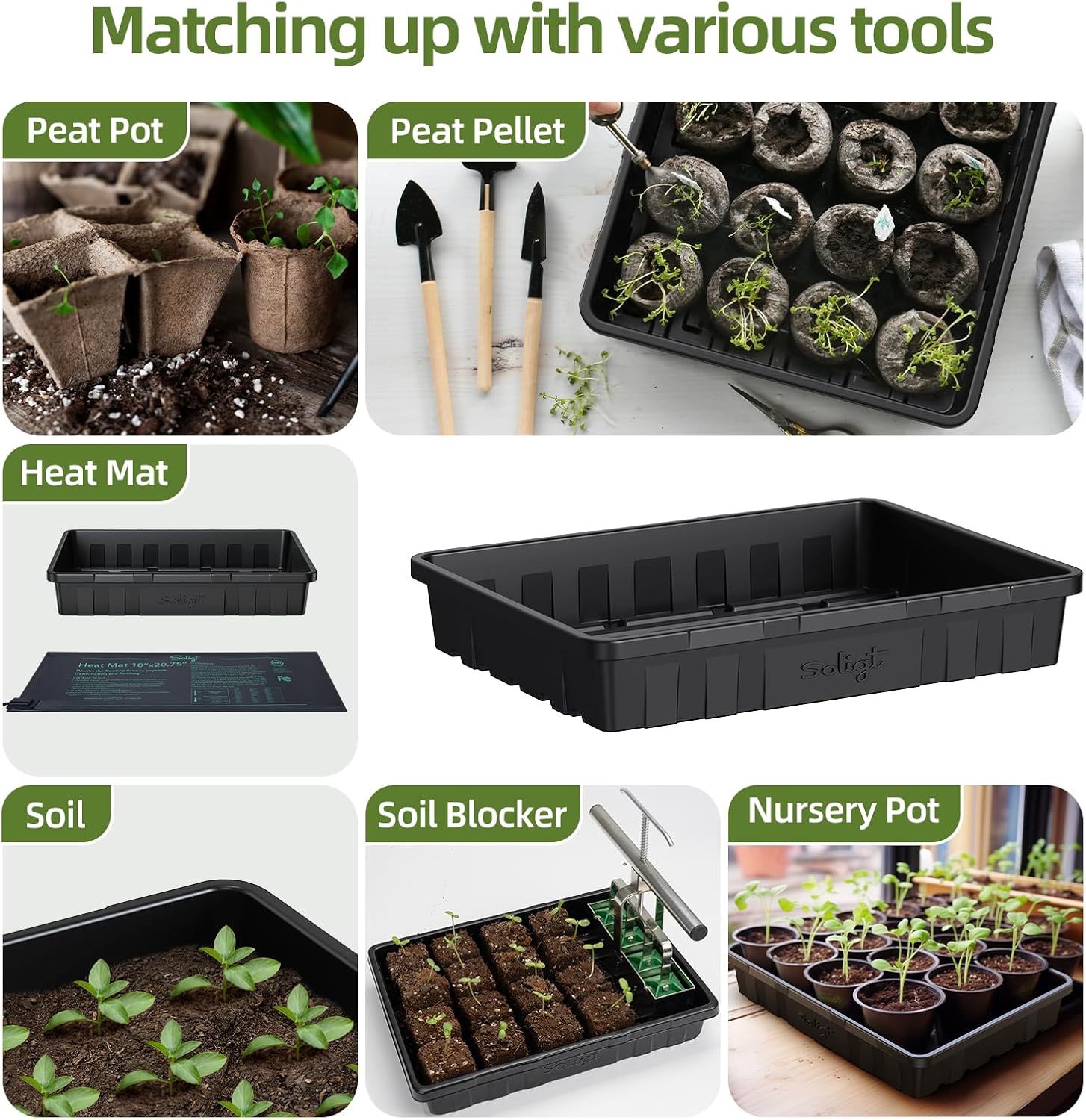SOLIGT Extra Thick Heavy Duty 10 Pack Seed Starting Trays - Microgreen