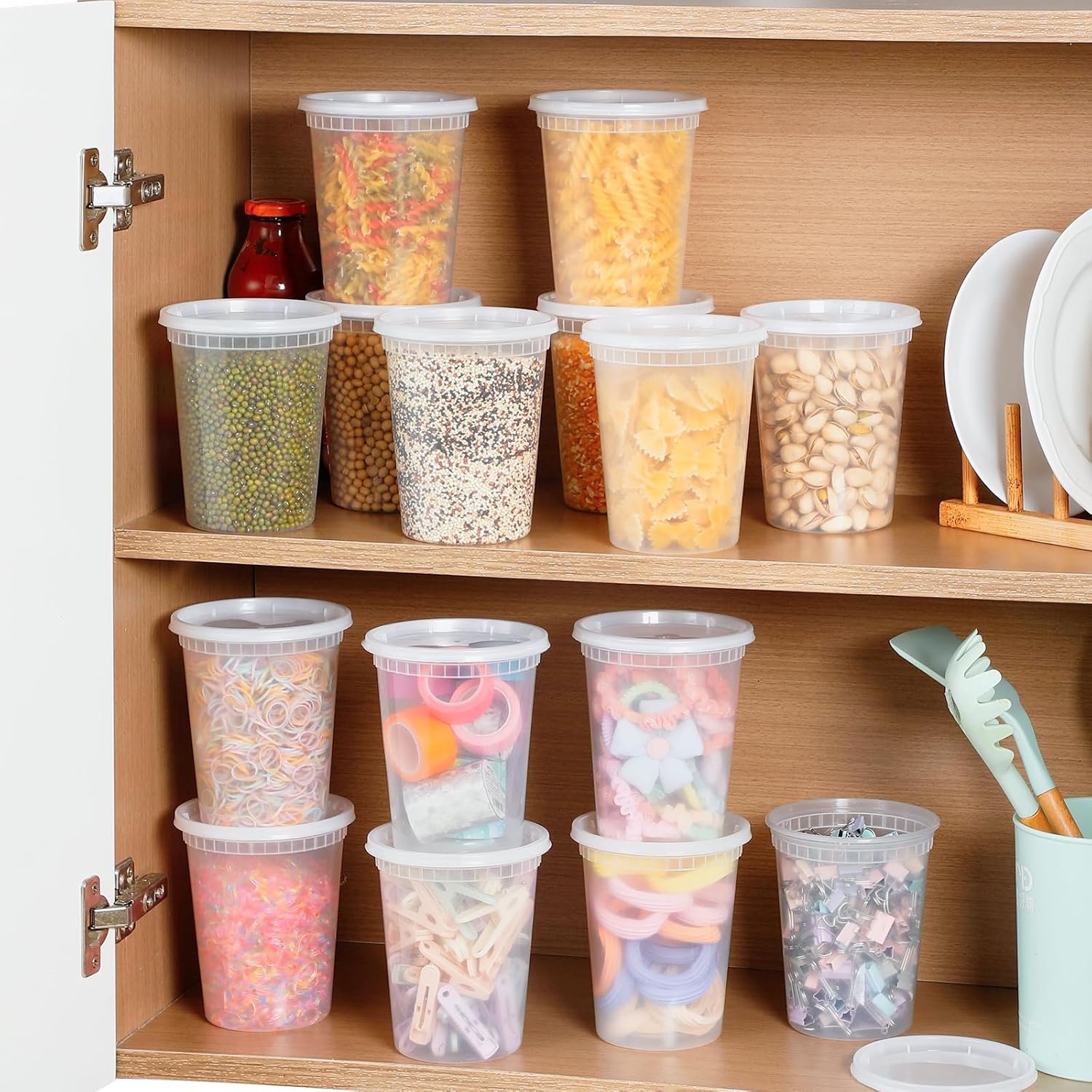 AOZITA 20 Sets 32 oz Plastic Deli Food Containers With Lids, Airtight 