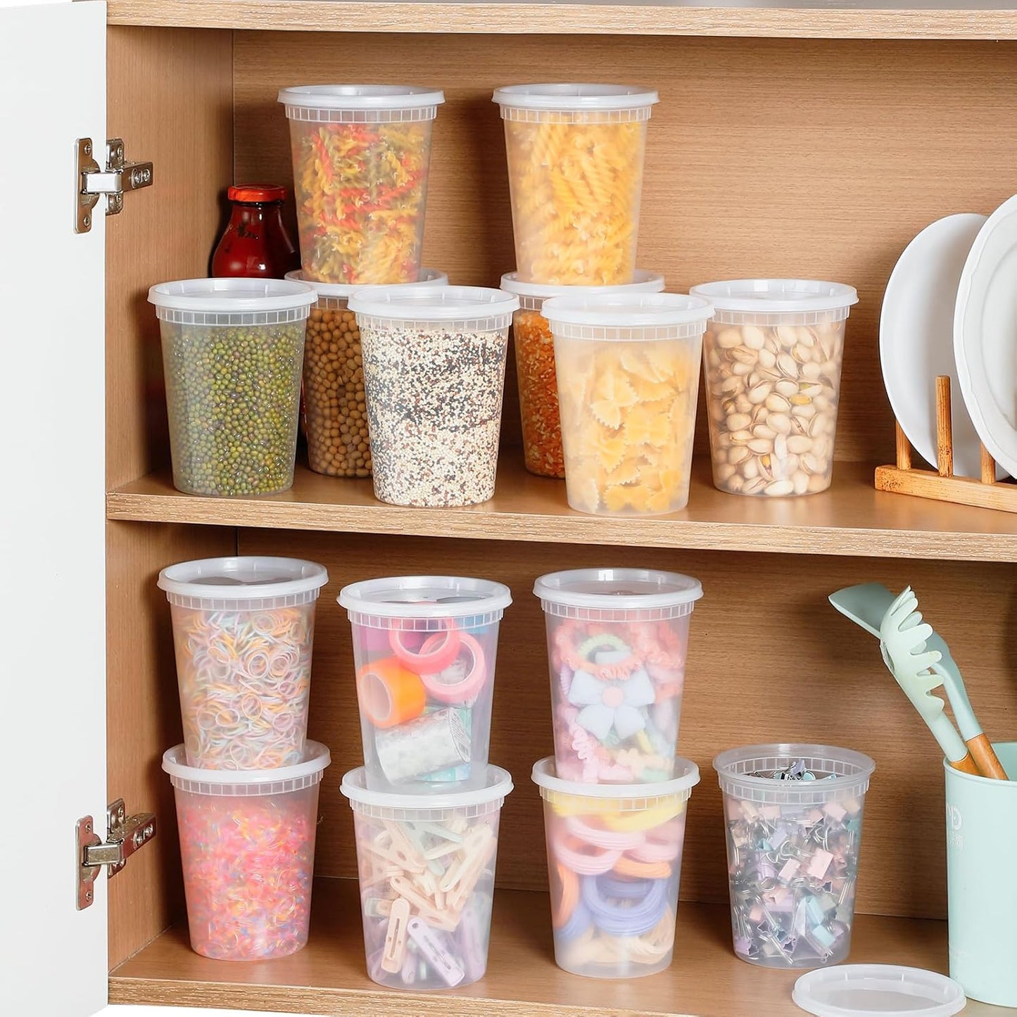 AOZITA 20 Sets 32 oz Plastic Deli Food Containers With Lids, Airtight Food Storage Containers, Freezer/Dishwasher/Microwave Safe, Soup Containers For Takeout Meal Prep Storage