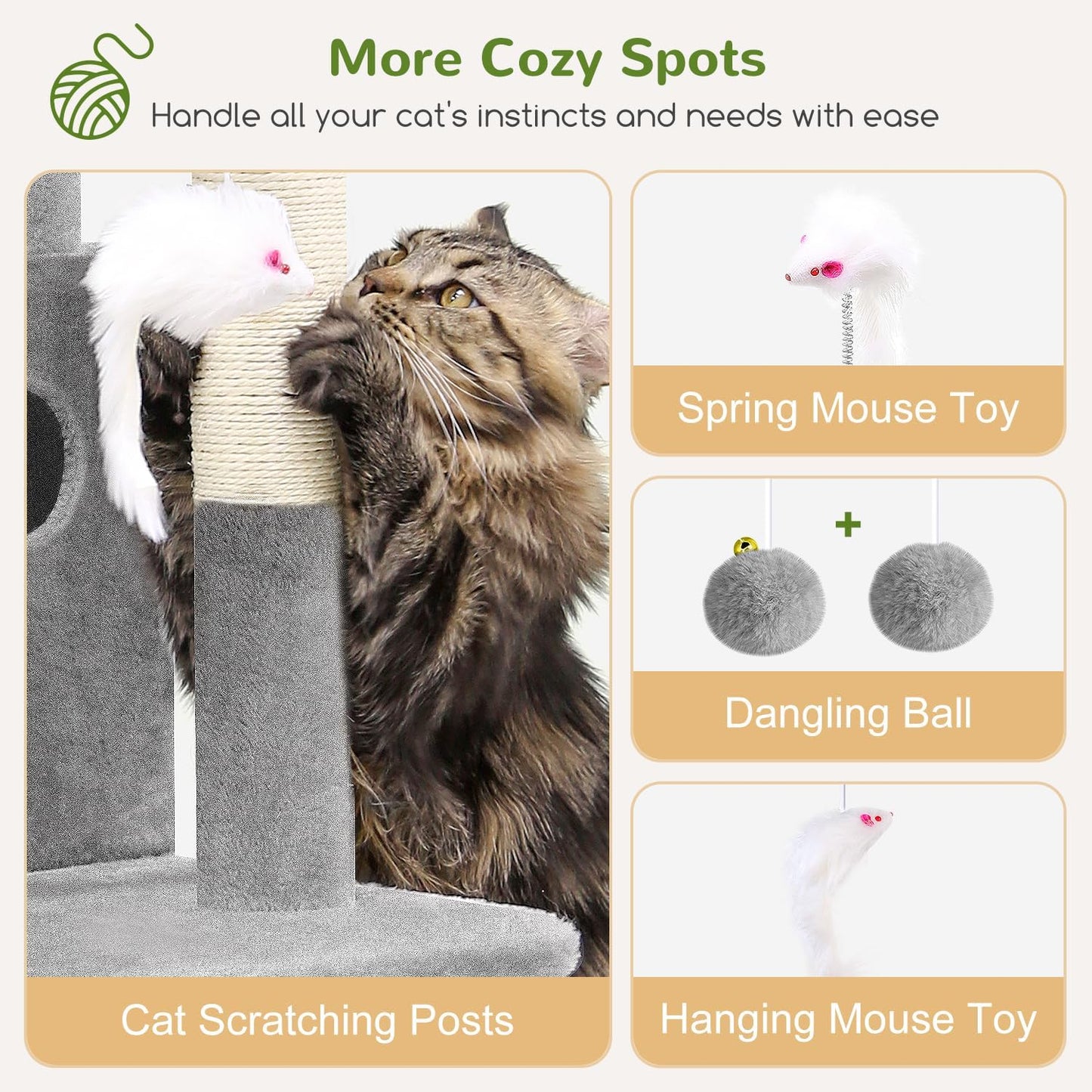 Globlazer Cat Tree Tower for Indoor Cats, 50-inch Adult Cat Tree House