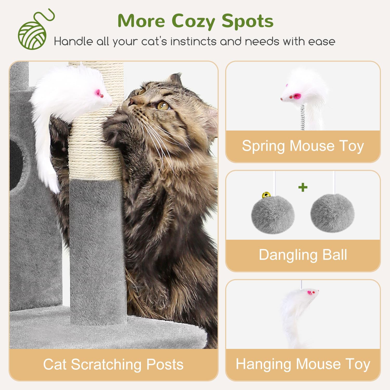 Globlazer Cat Tree Tower for Indoor Cats, 50-inch Adult Cat Tree House