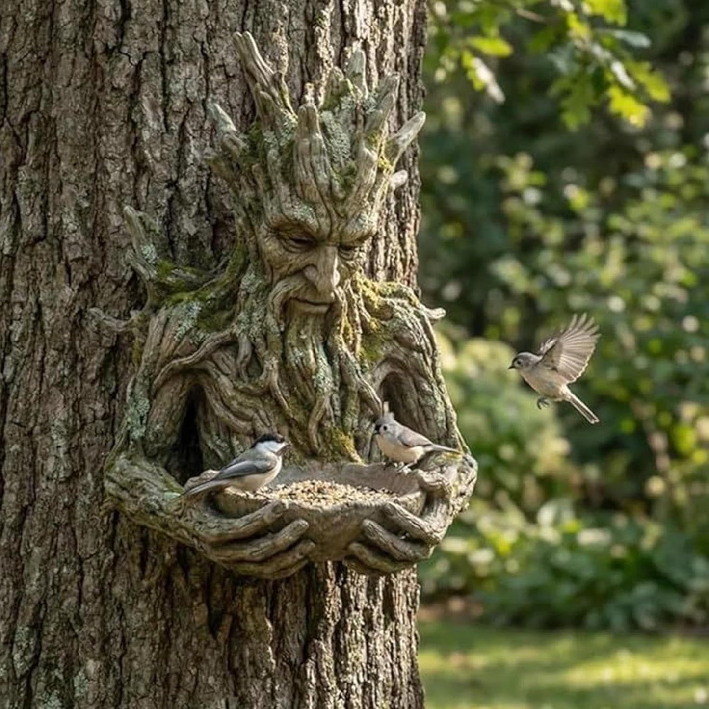 Garden Feeder - Artistic Bird Station for Outdoor Enjoyment | Sparrow Feeding Statue with Sculptural Design & Weather Ready Build for Backyard Viewing, Patio Styling, Yard Display and Porch Decor